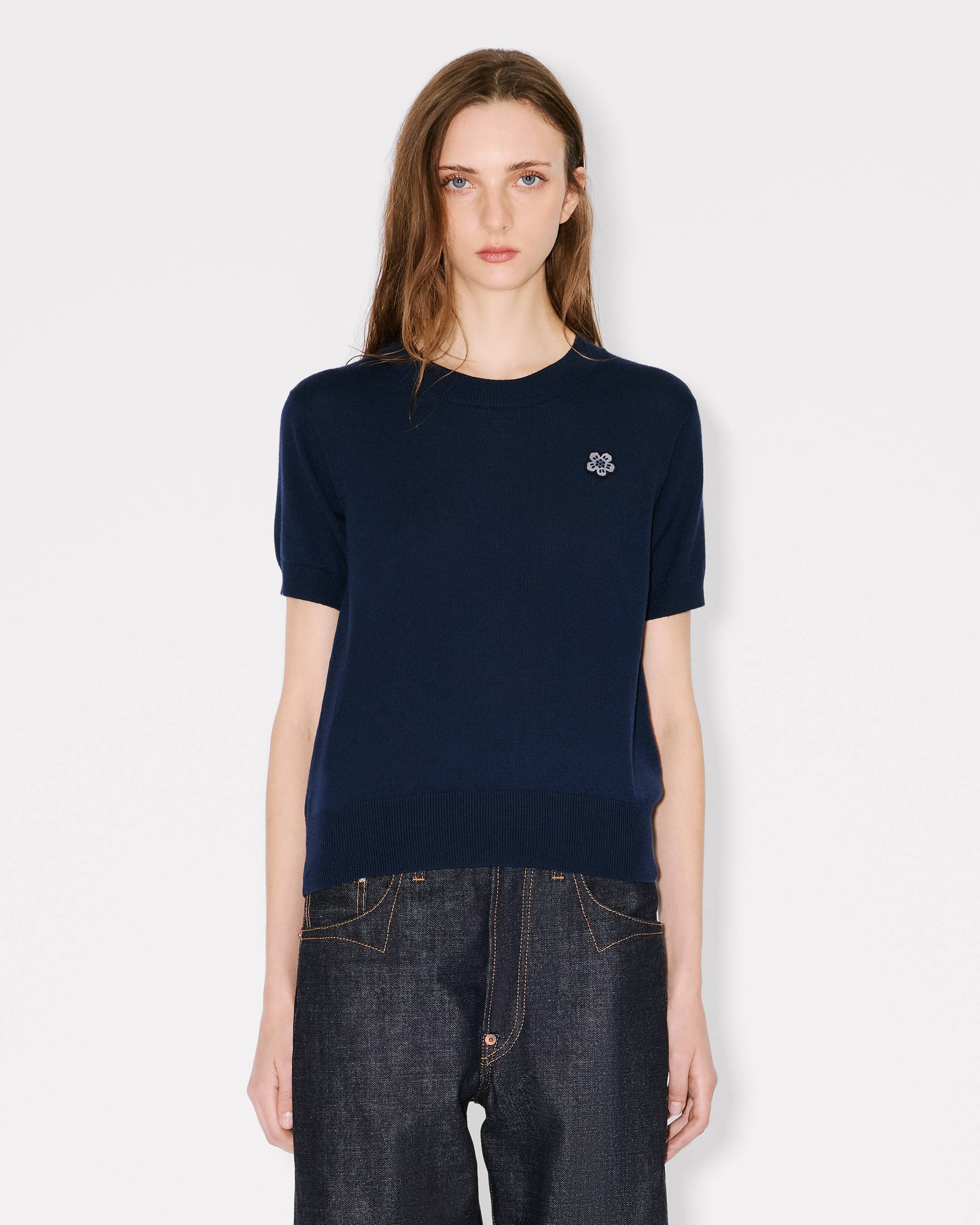 'Boke Flower' short sleeve top in merino wool