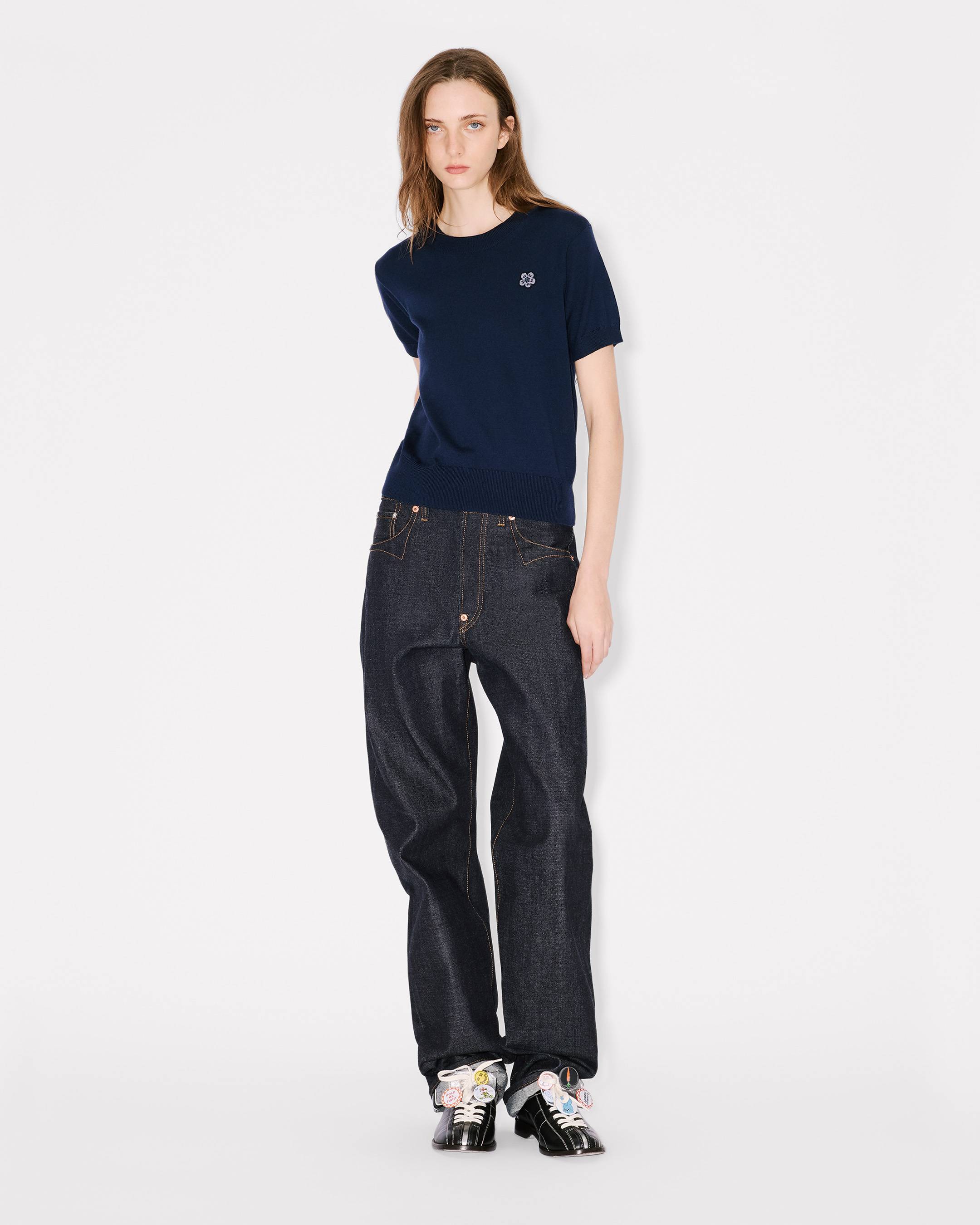 'Boke Flower' short sleeve top in merino wool