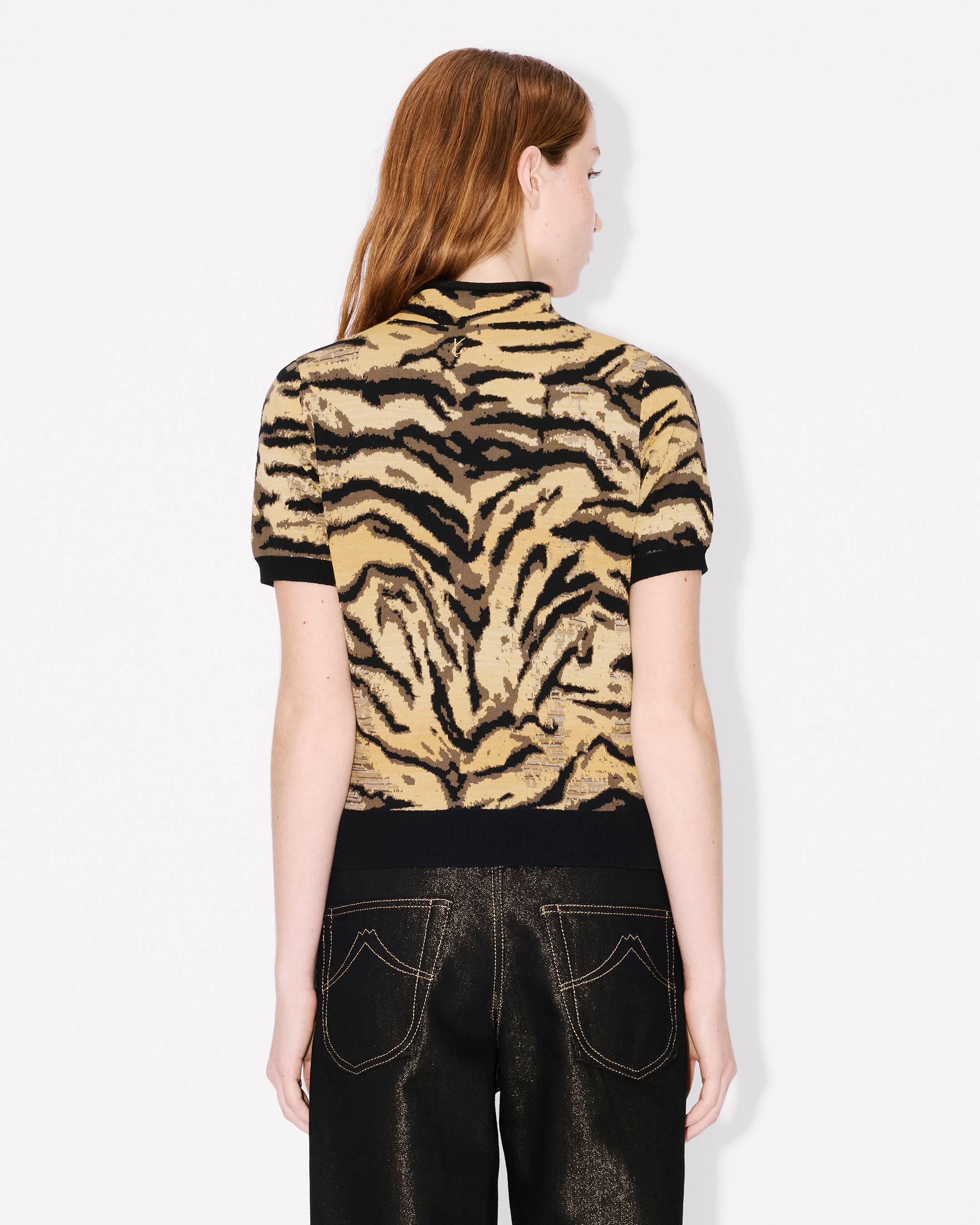 'KENZO Tiger' mock neck top in mixed cotton wool