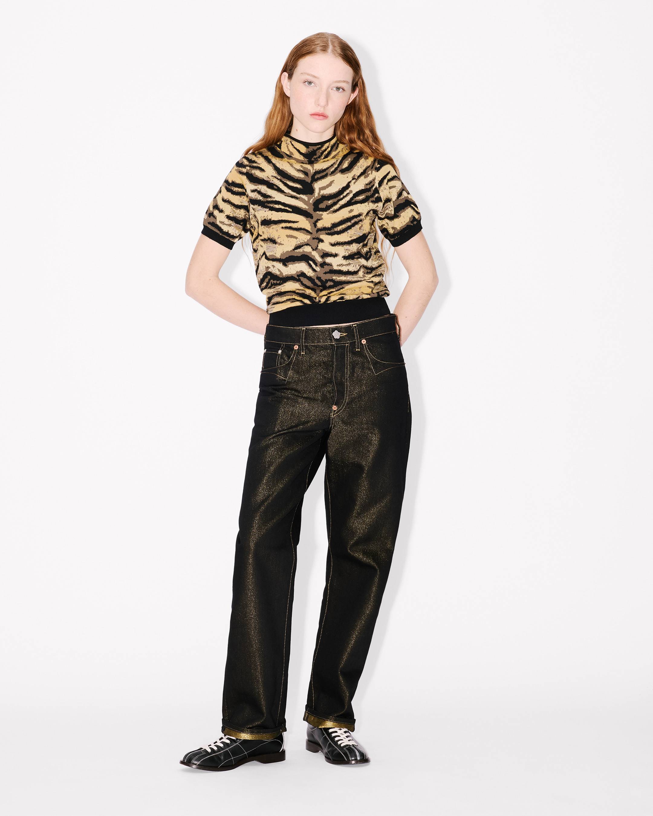 'KENZO Tiger' mock neck top in mixed cotton wool