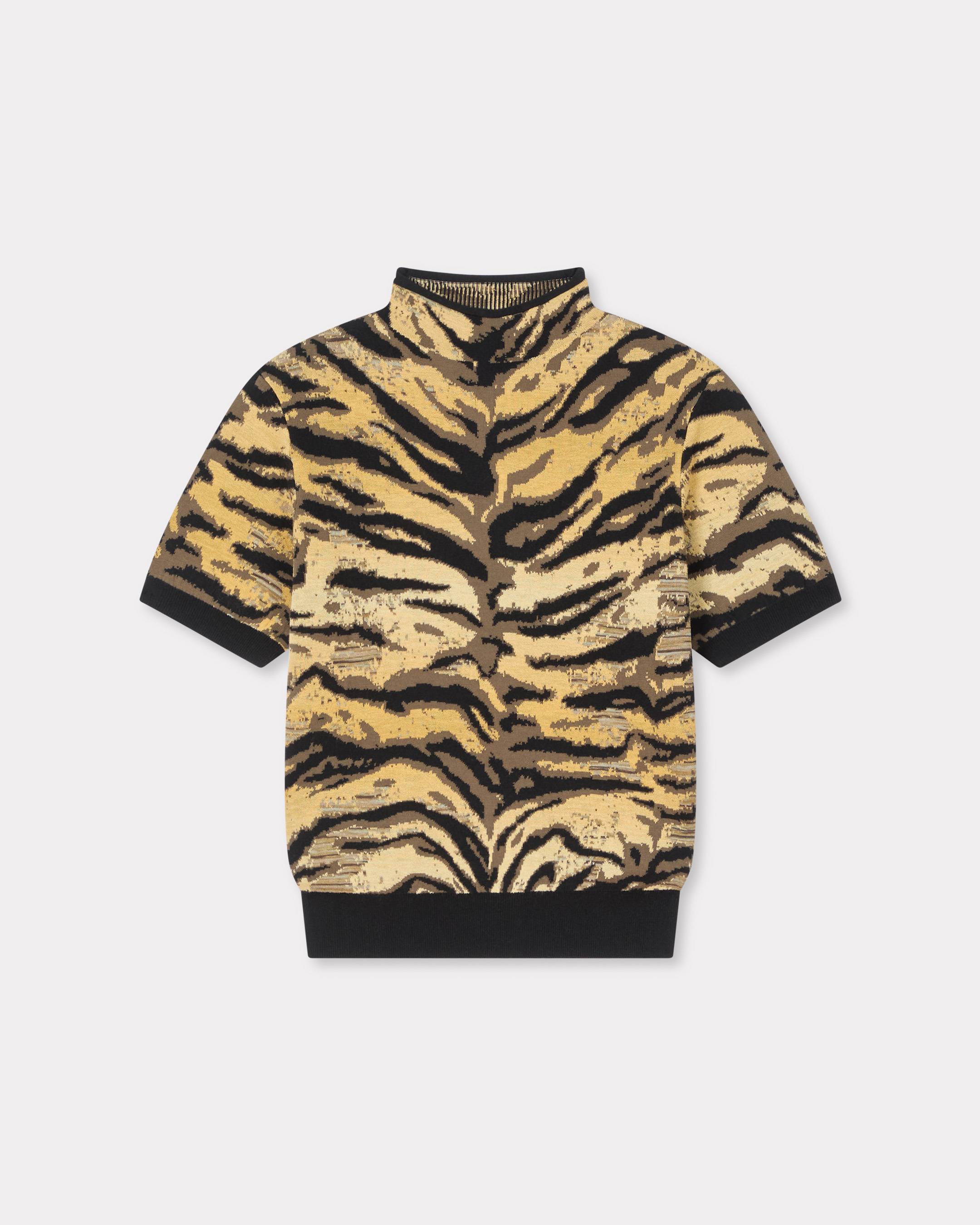 'KENZO Tiger' mock neck top in mixed cotton wool