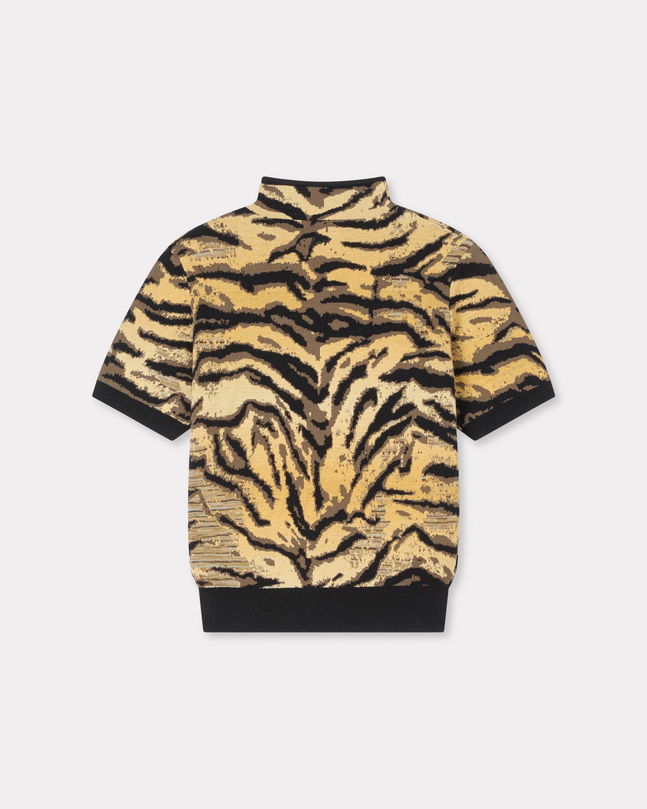 'KENZO Tiger' mock neck top in mixed cotton wool