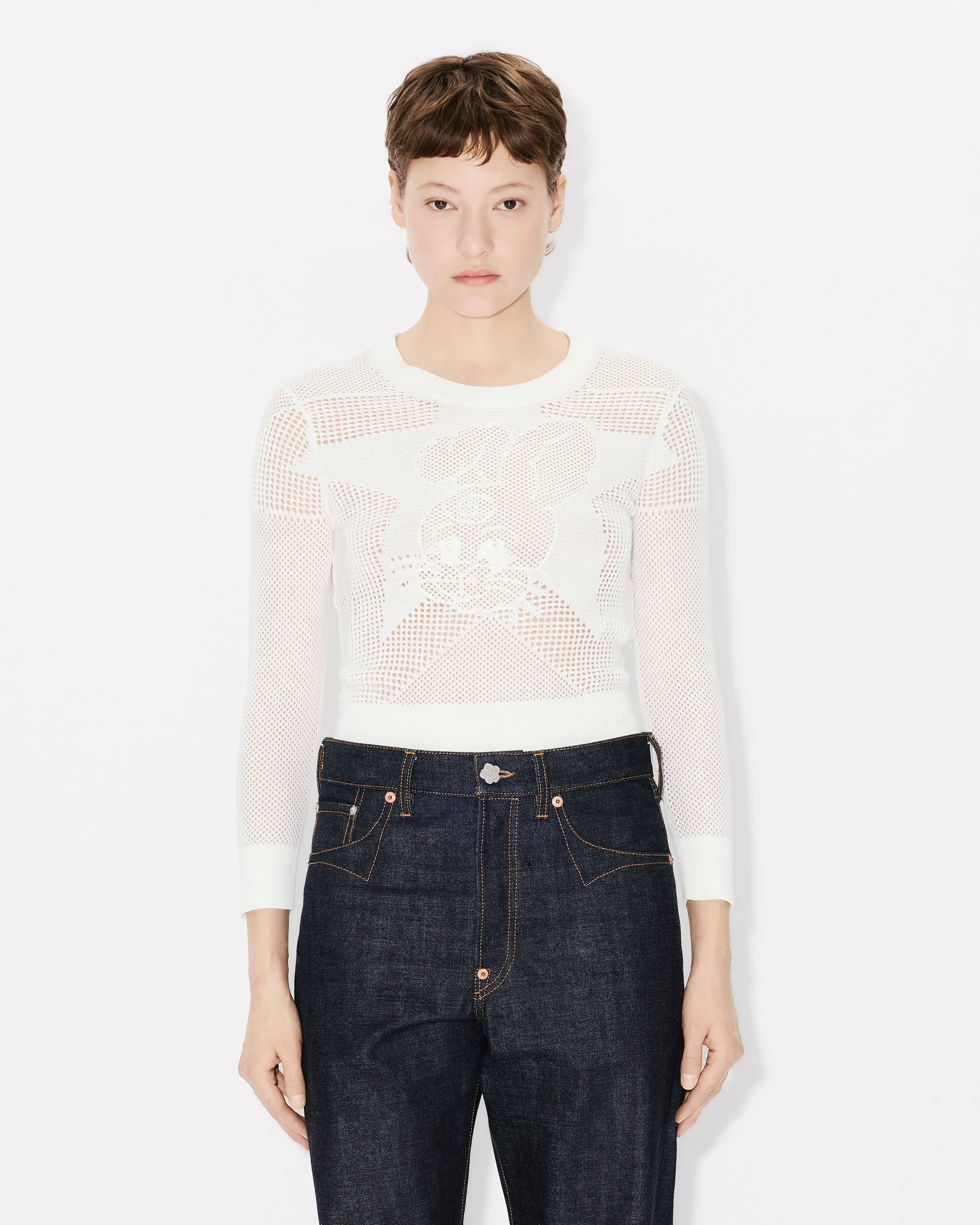 KENZO Cartoon' long sleeve cropped top in cotton | Women's | KENZO
