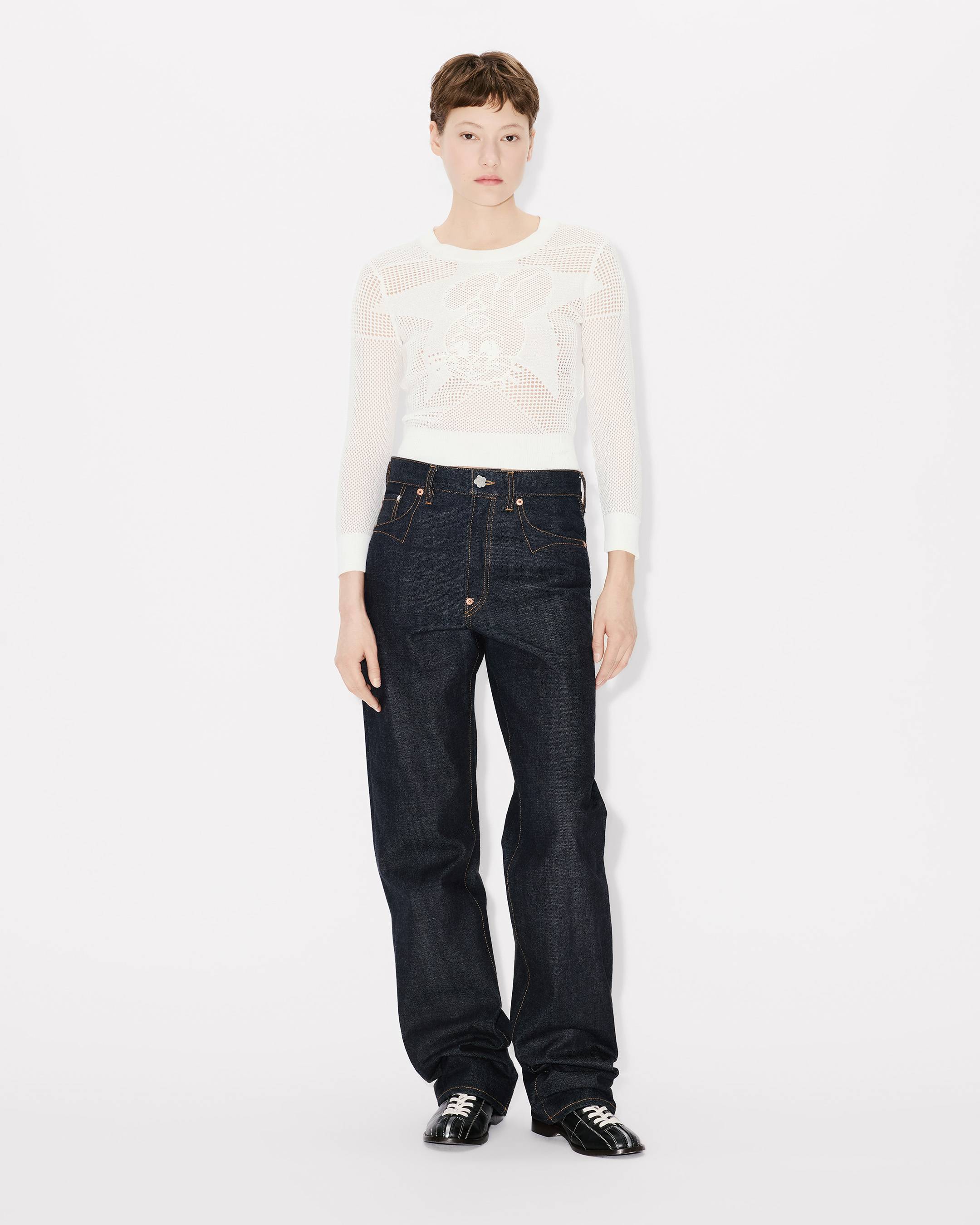 KENZO Cartoon' long sleeve cropped top in cotton | Women's | KENZO