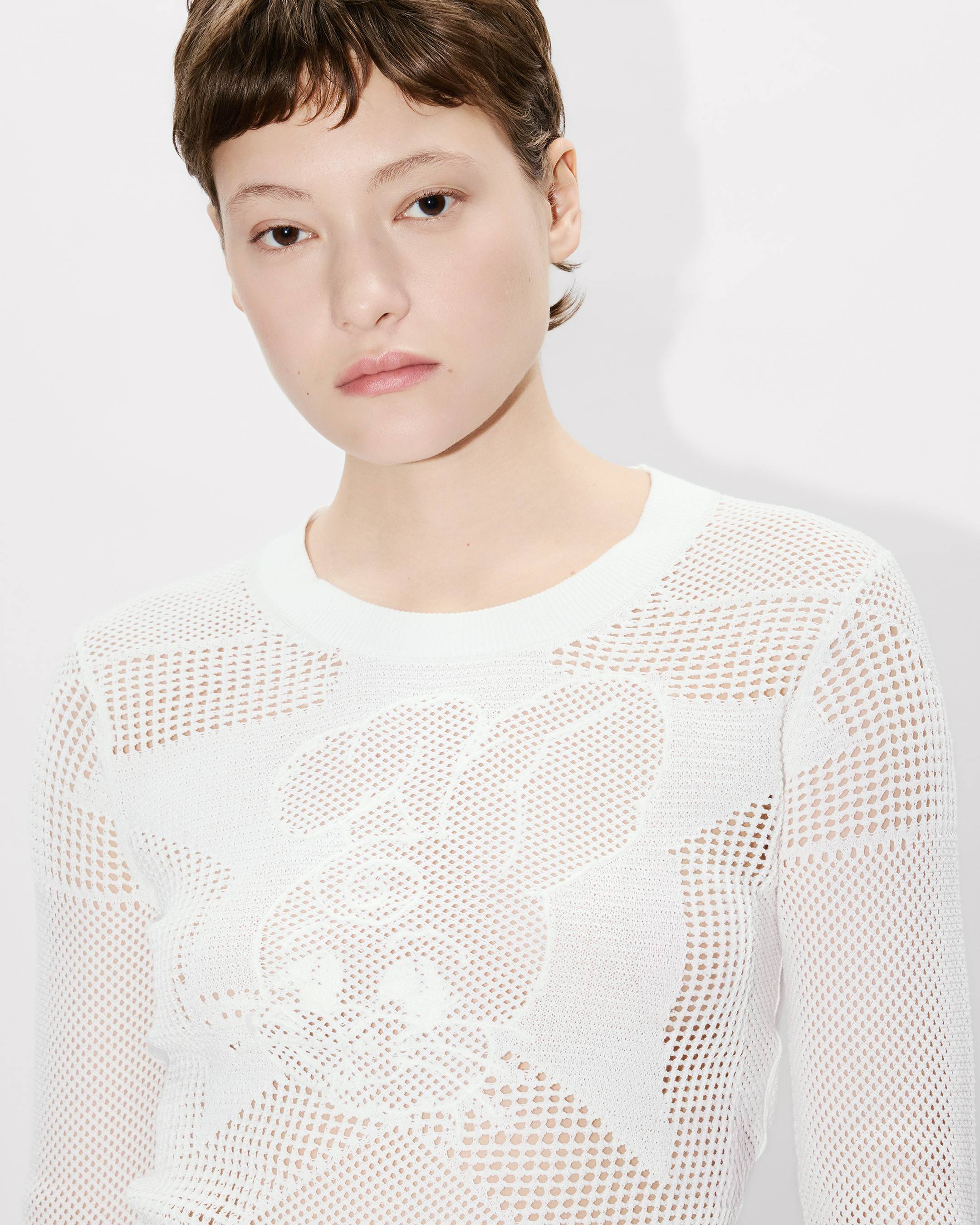 KENZO Cartoon' long sleeve cropped top in cotton | Women's | KENZO