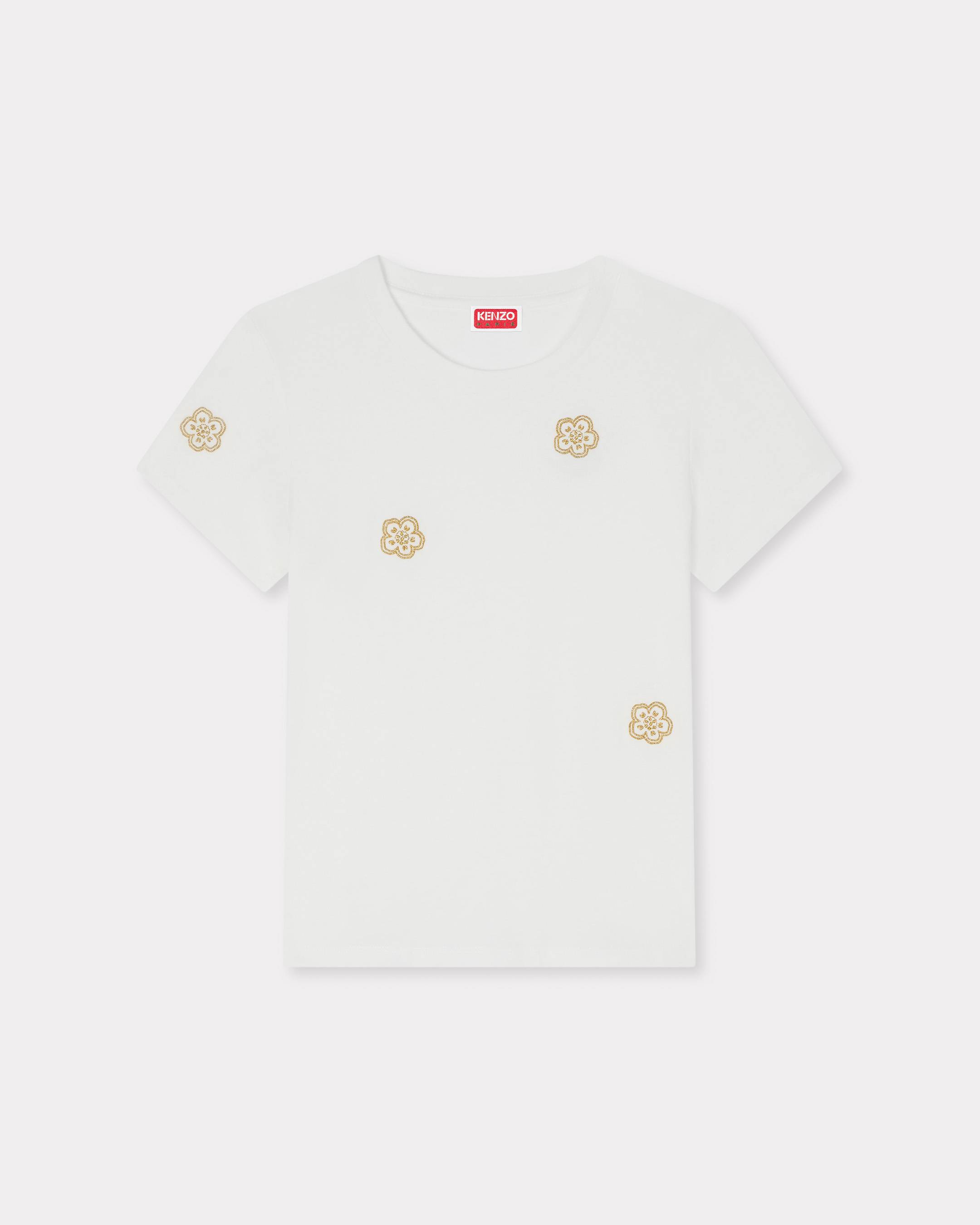 Camiseta de algodón con bordado múltiple 'Boke Flower'