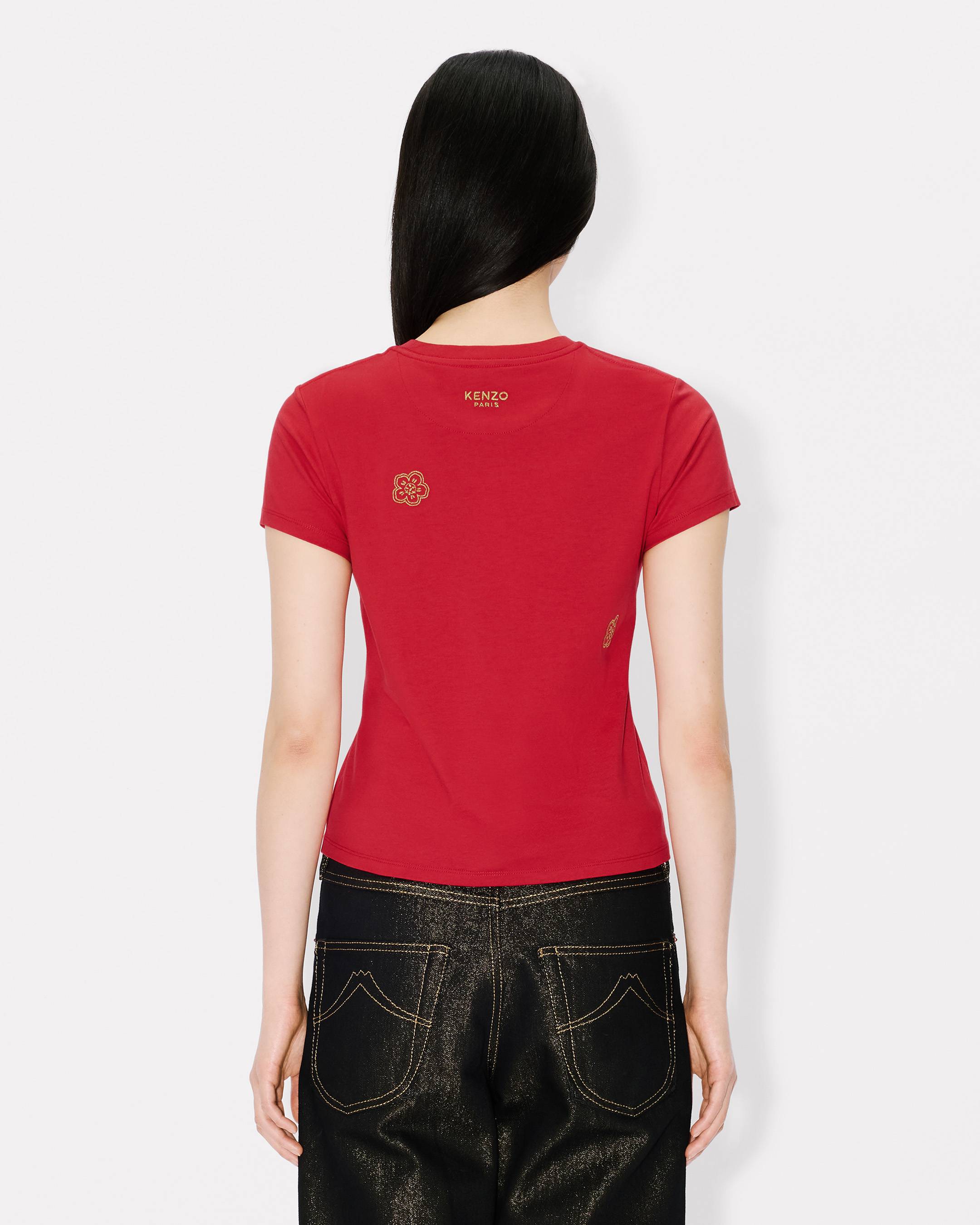 Camiseta de algodón con bordado múltiple 'Boke Flower'