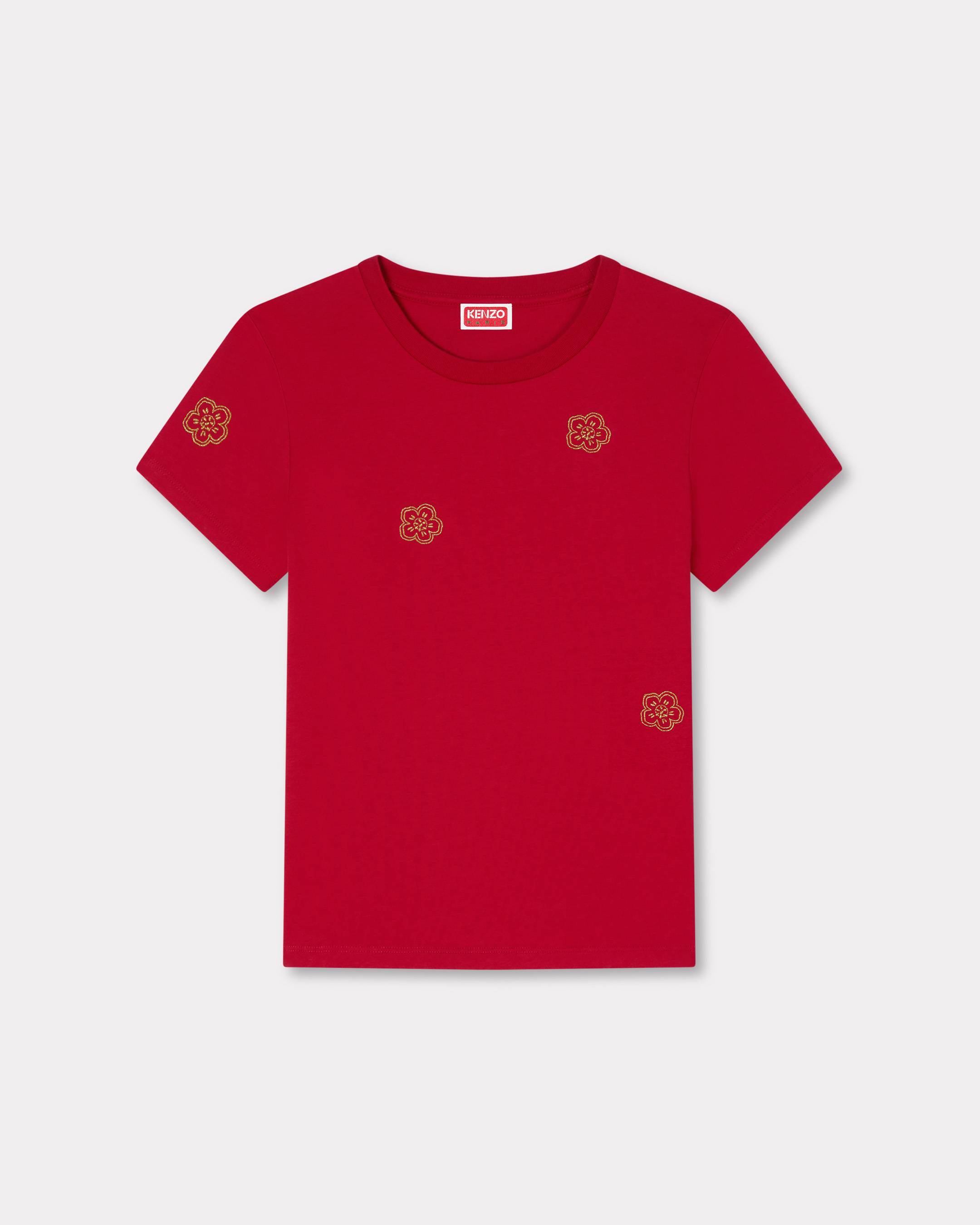 Camiseta de algodón con bordado múltiple 'Boke Flower'