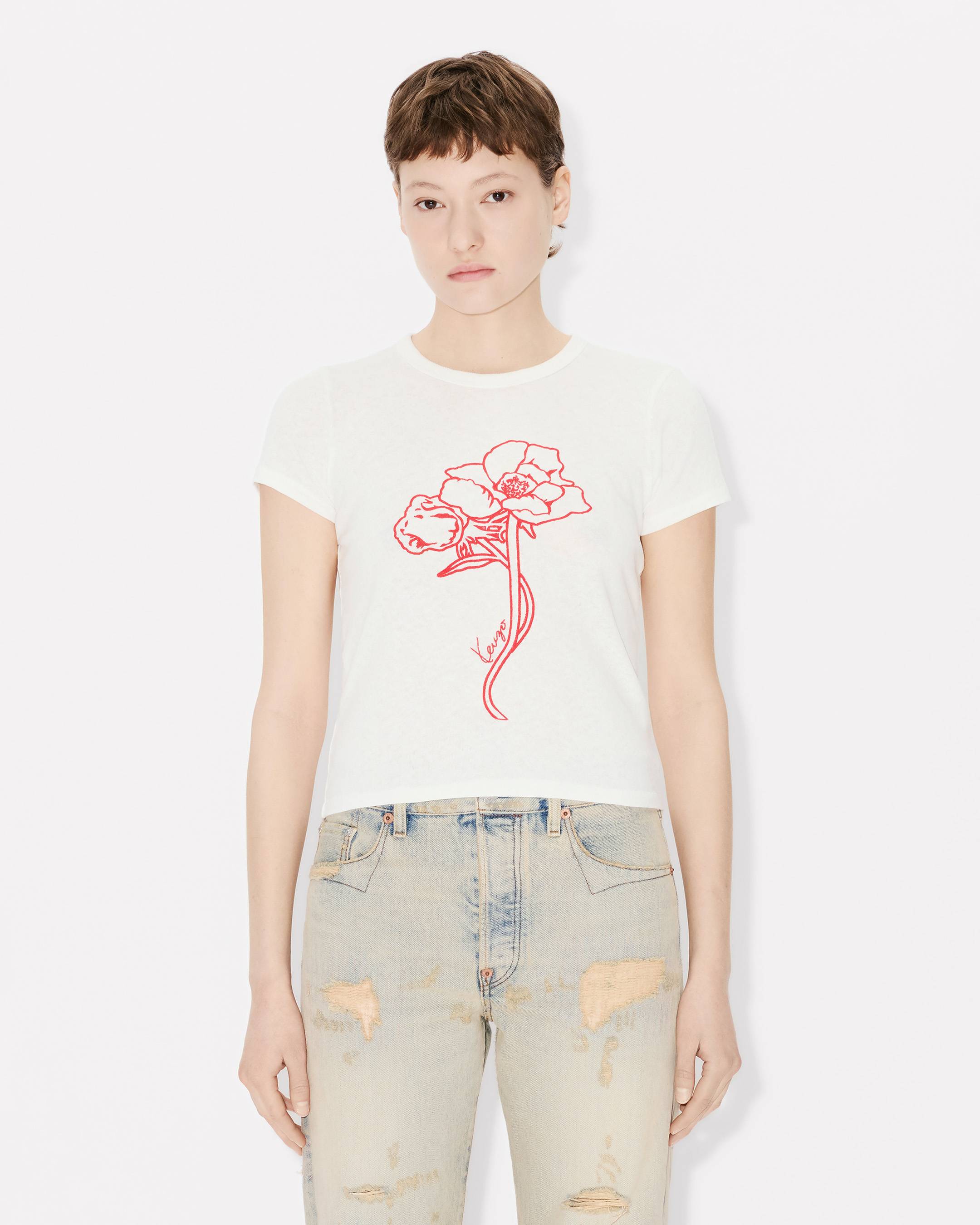 KENZO Archive Rose' outlined T-shirt in cotton | Women's | KENZO