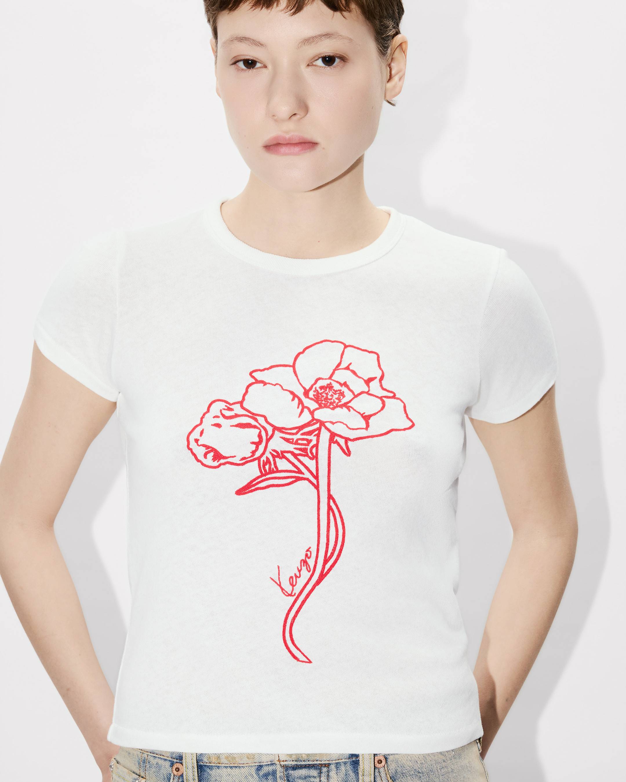 Konturiertes T-Shirt &bdquo;KENZO Archive Rose&ldquo; aus Baumwolle