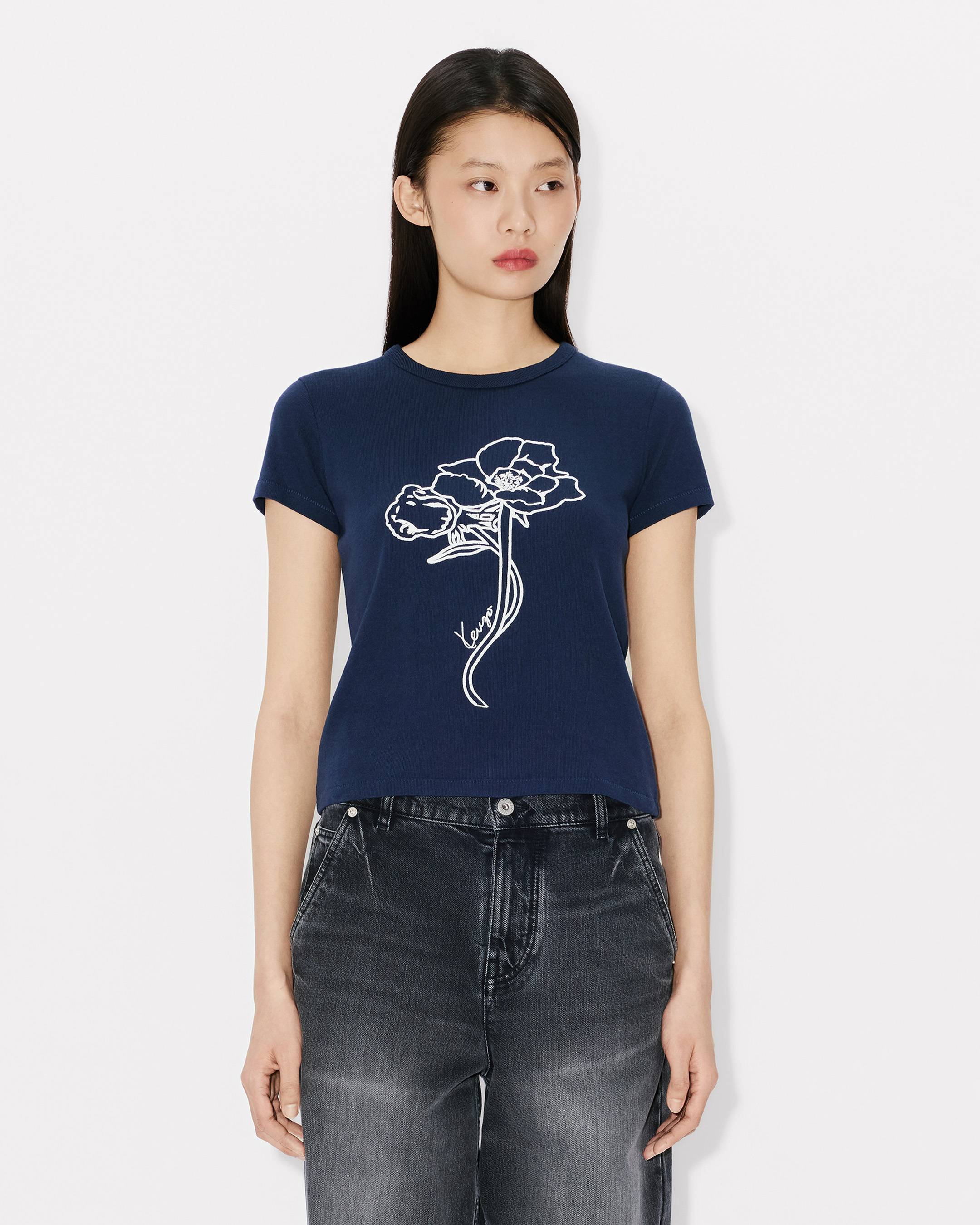 Konturiertes T-Shirt &bdquo;KENZO Archive Rose&ldquo; aus Baumwolle