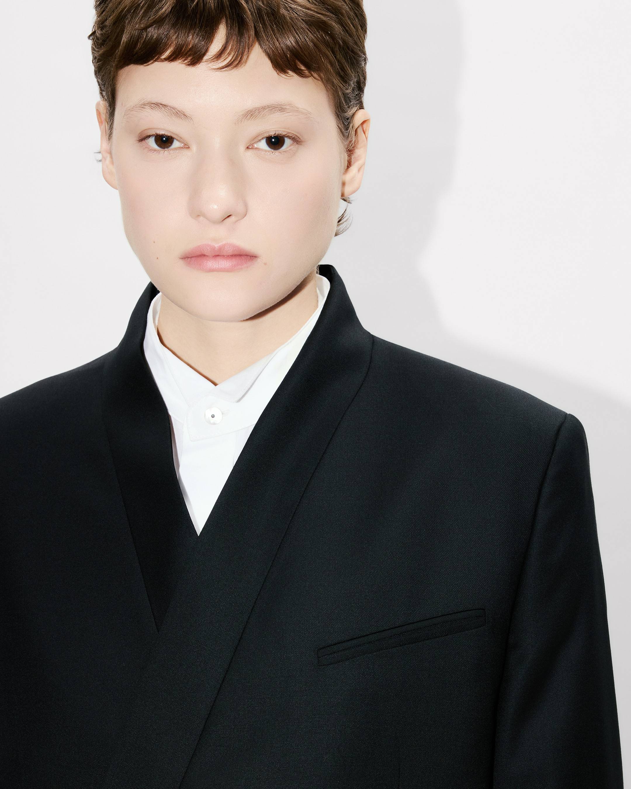 Kimono blazer in virgin wool and silk