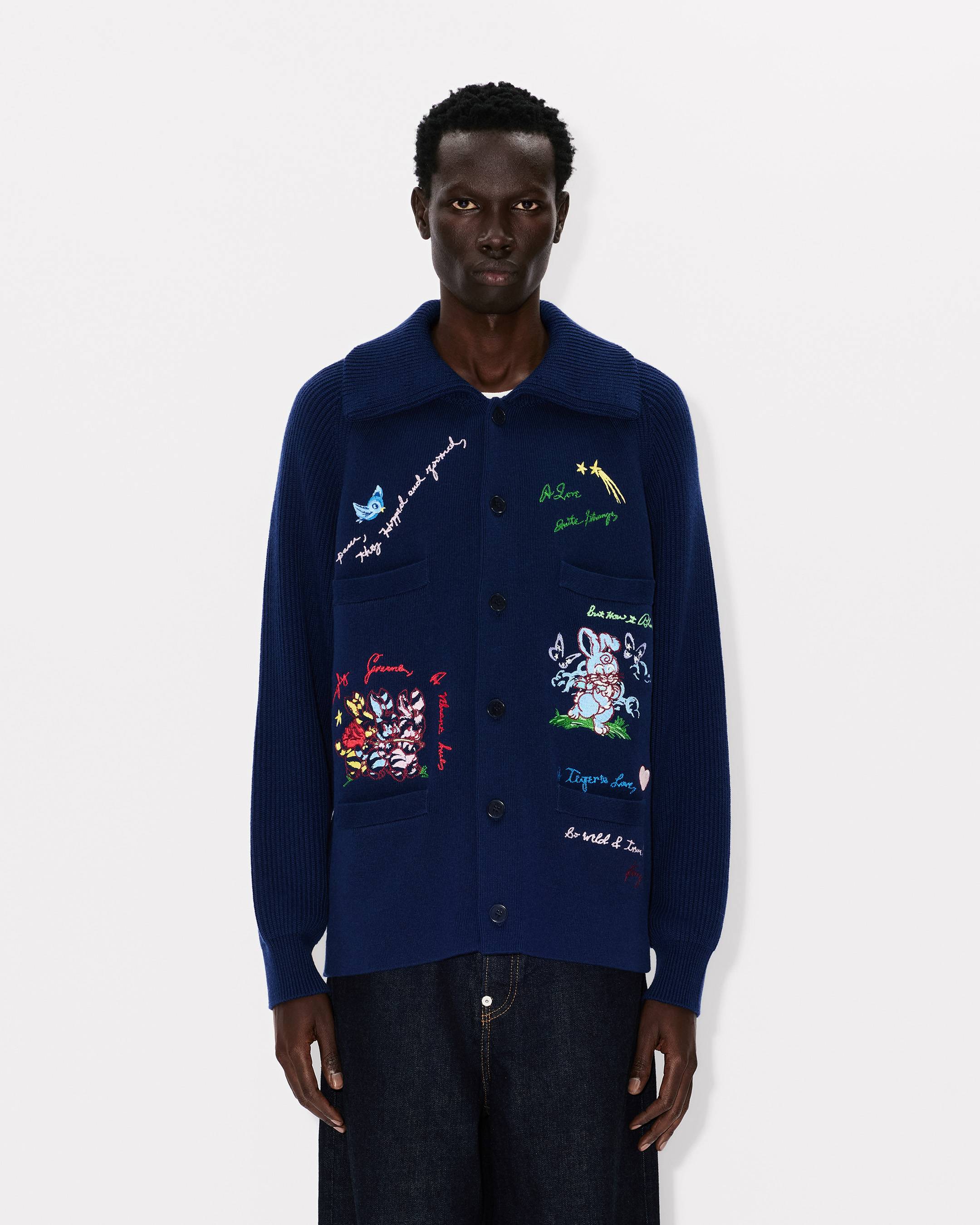 'KENZO Cartoon' embellished cardigan in wool cotton