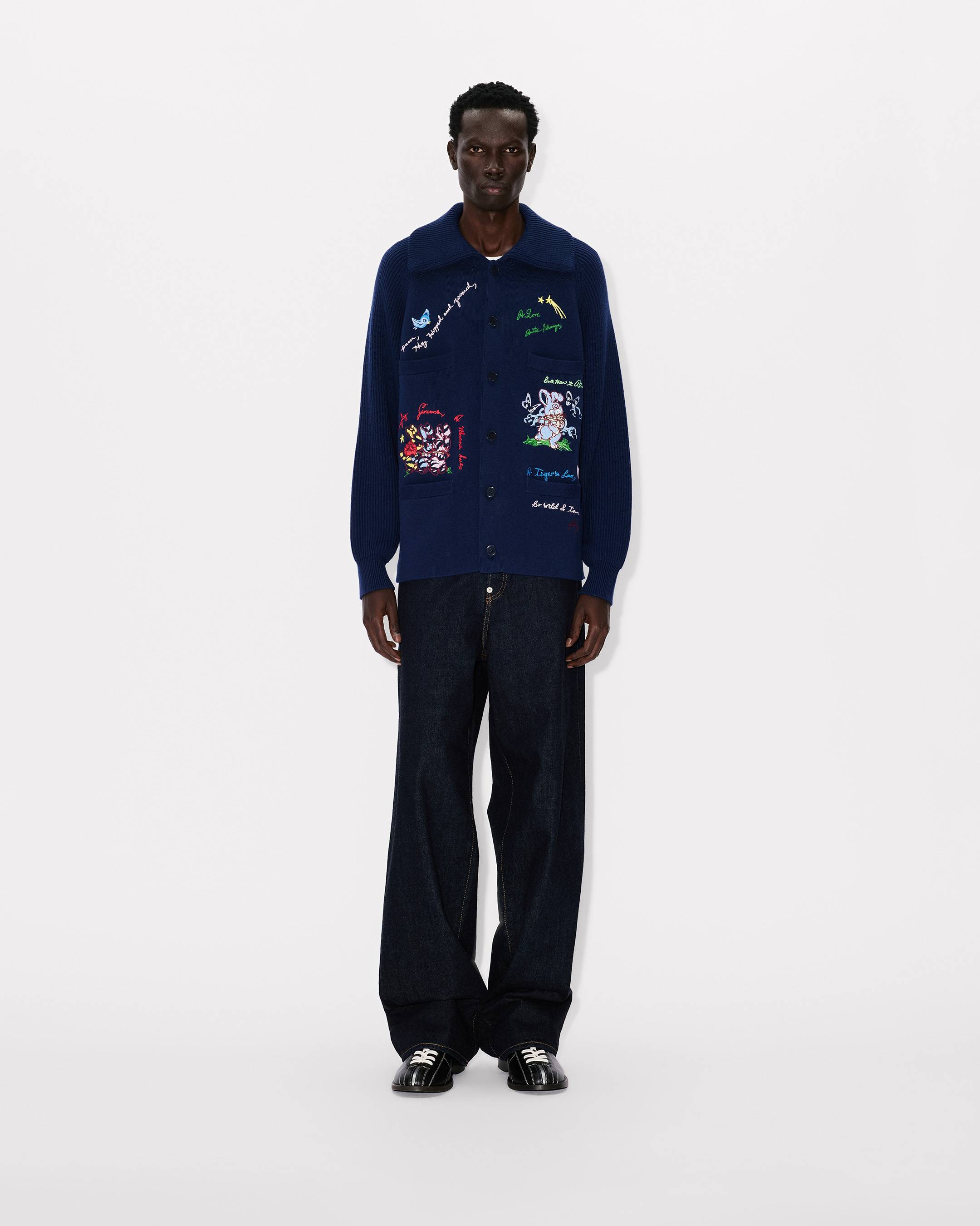 'KENZO Cartoon' embellished cardigan in wool cotton