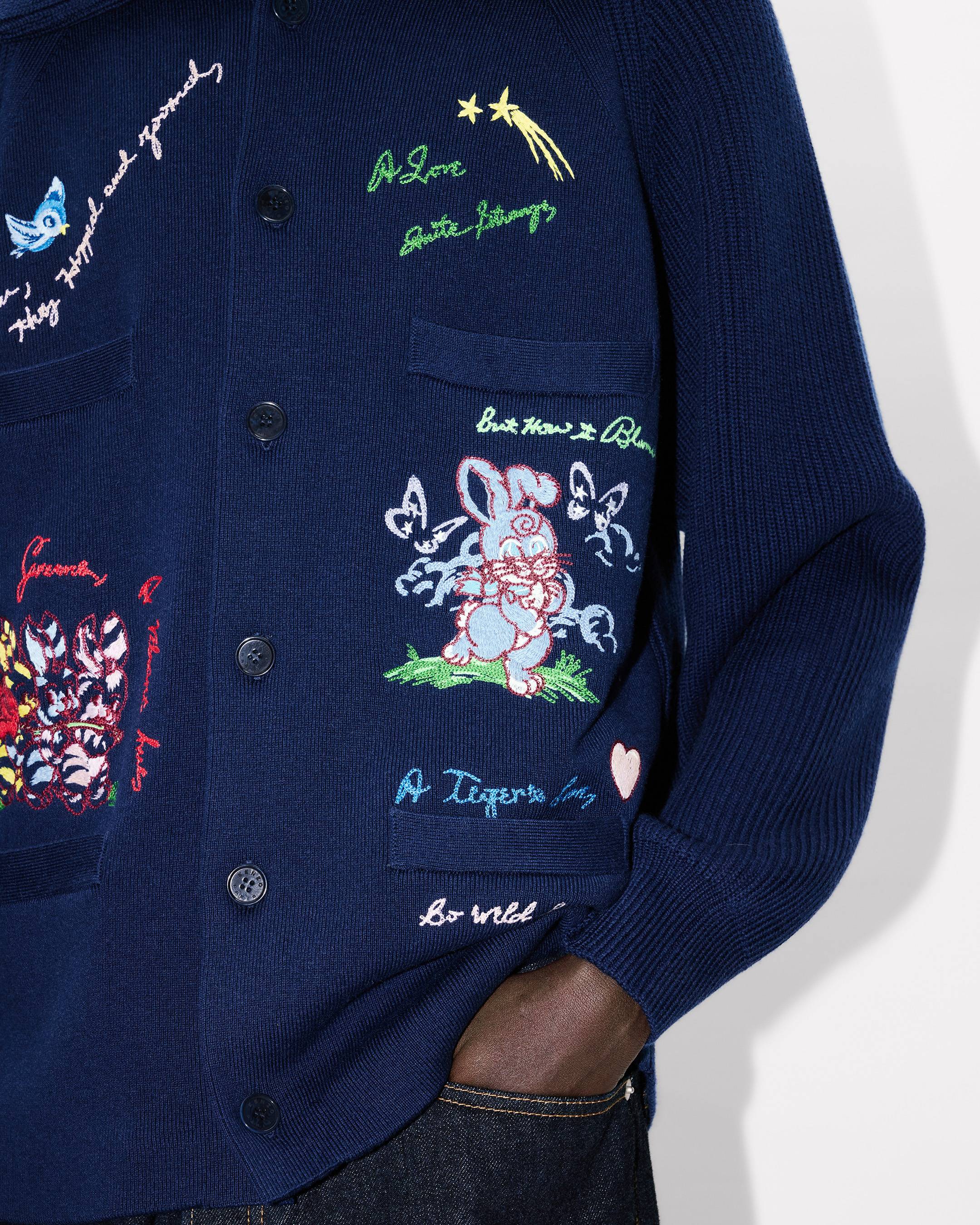 'KENZO Cartoon' embellished cardigan in wool cotton