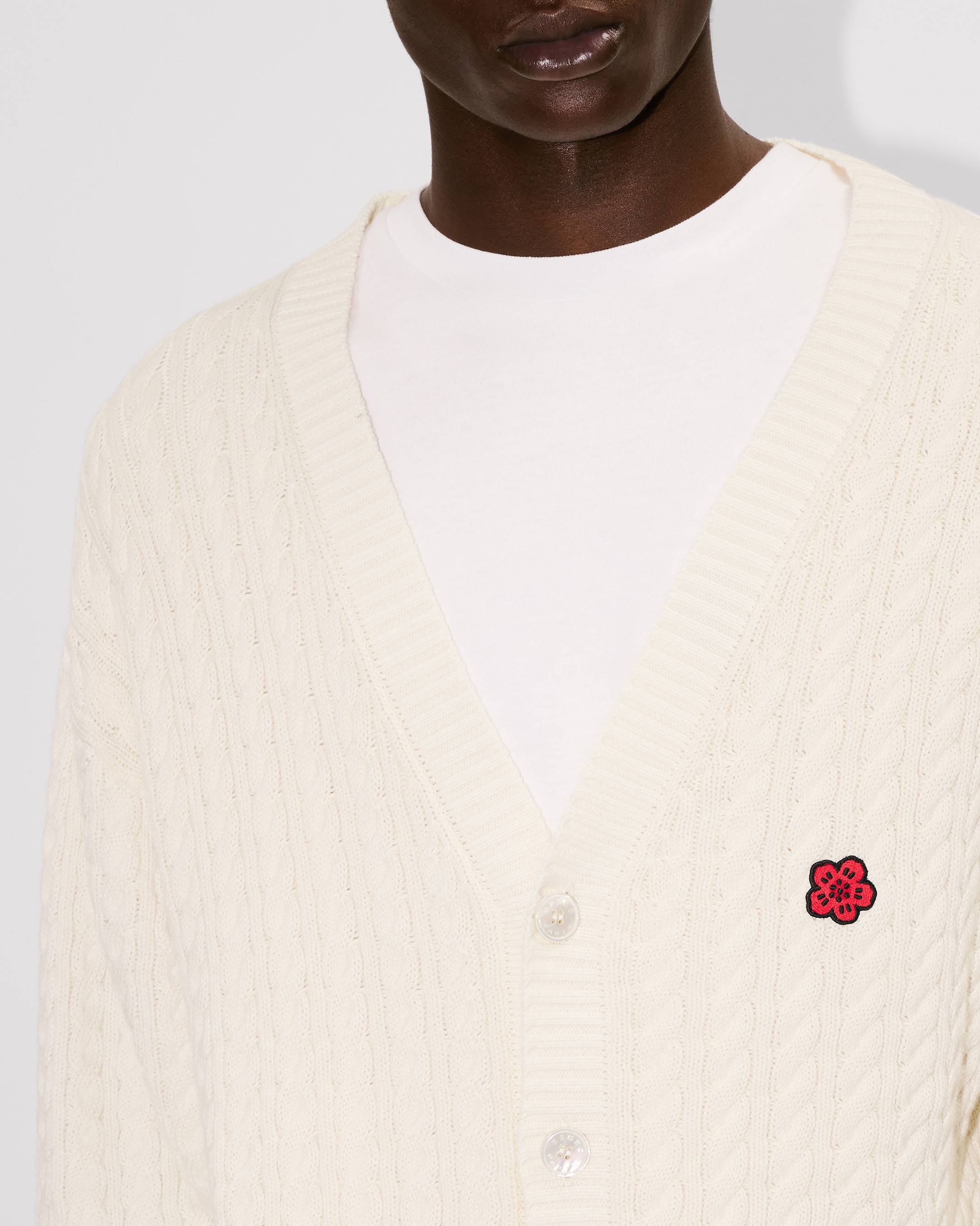 'Boke Flower' embroidered knit cardigan in cotton wool