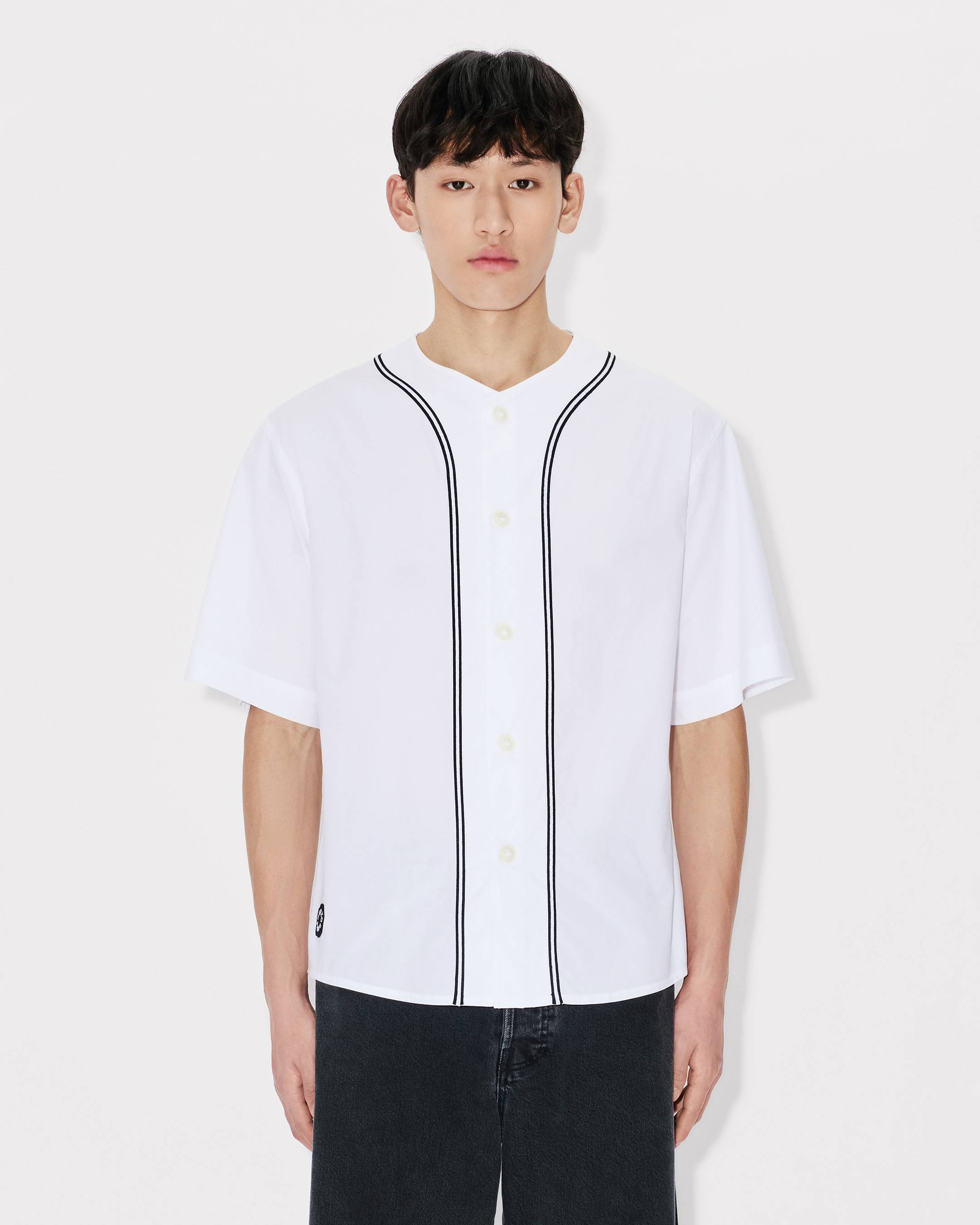 'Boke Flower 2.0' baseball short sleeve shirt in cotton poplin