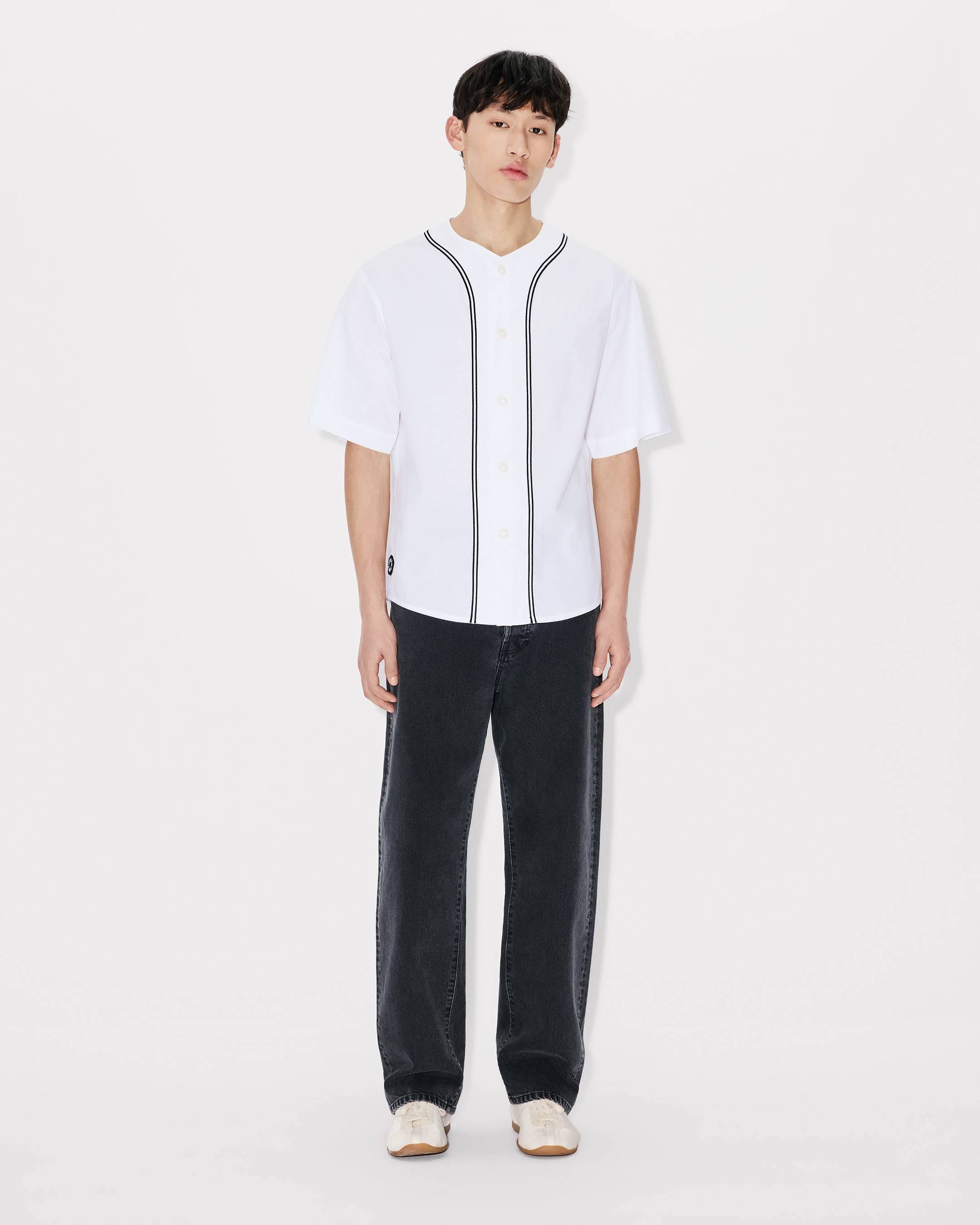 'Boke Flower 2.0' baseball short sleeve shirt in cotton poplin