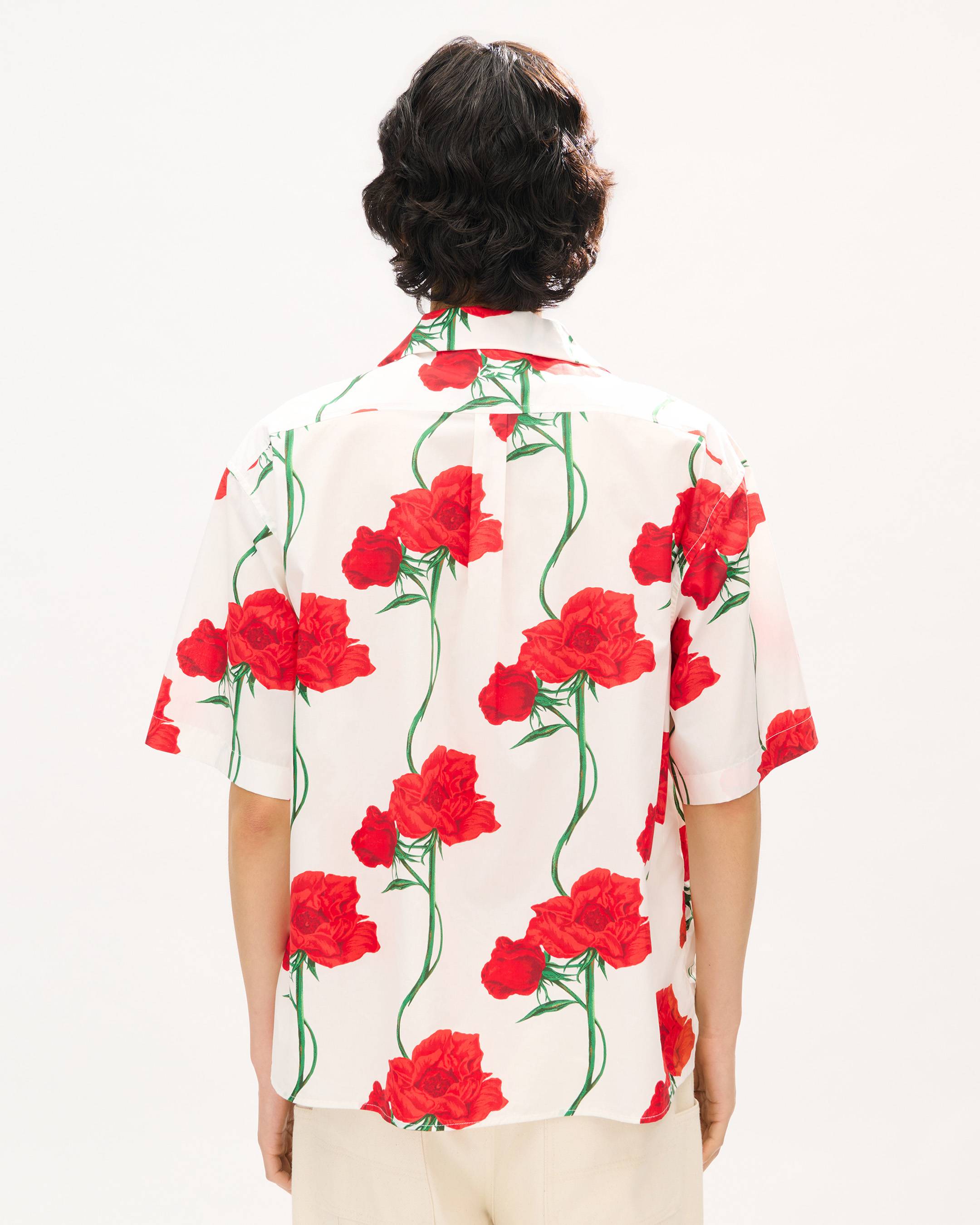 KENZO Archive Rose' hawaiian short sleeve shirt in cotton | KENZO
