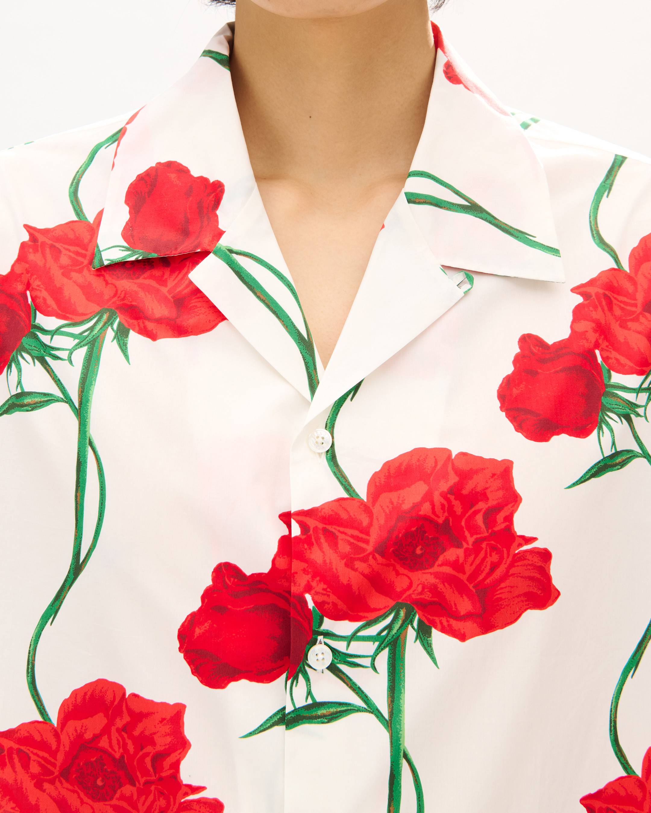KENZO Archive Rose' hawaiian short sleeve shirt in cotton | Men's