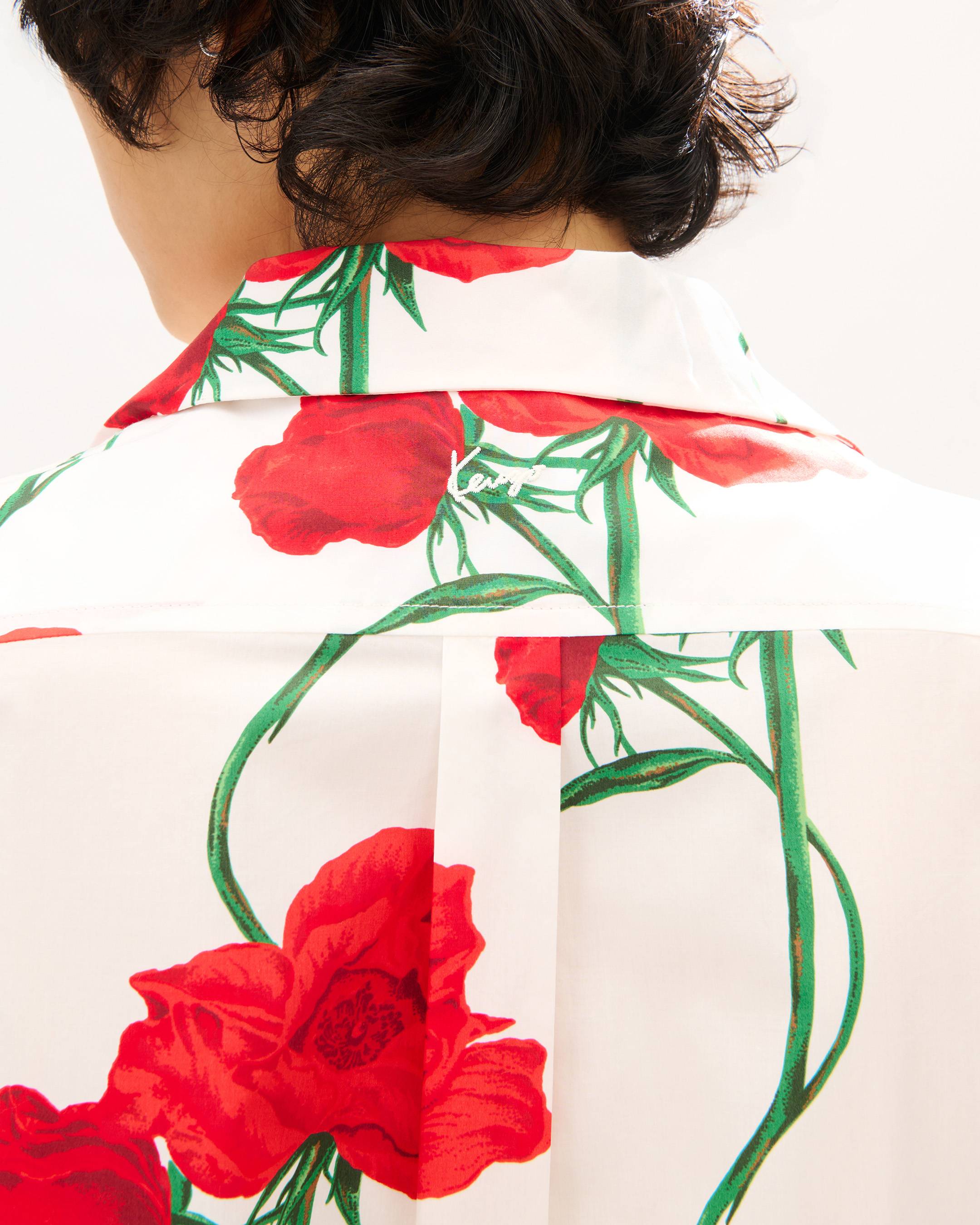 KENZO Archive Rose' hawaiian short sleeve shirt in cotton | Men's