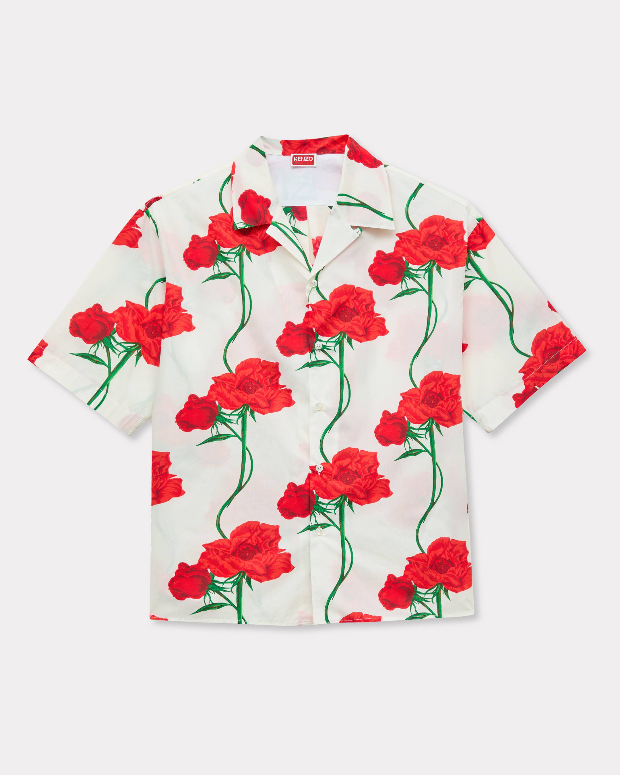 'KENZO Archive Rose' hawaiian short sleeve shirt in cotton