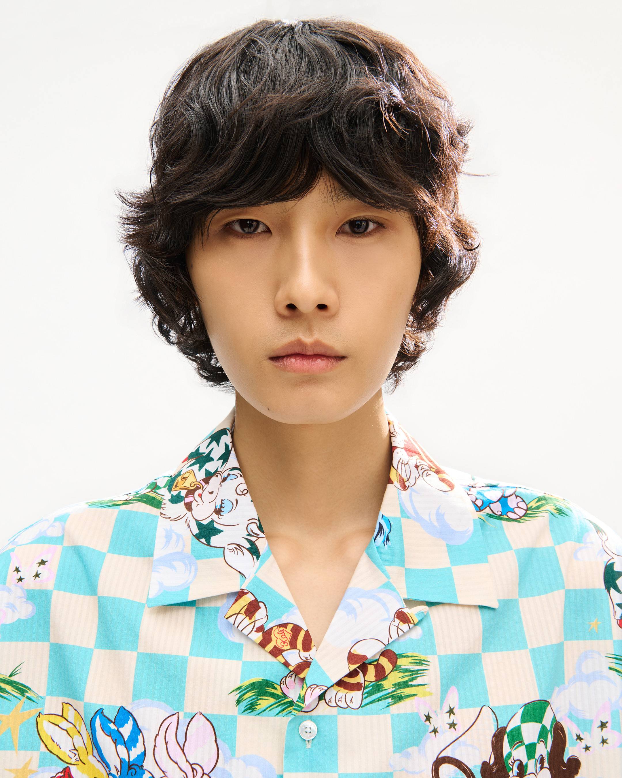 'KENZO Cartoon' hawaiian short sleeve shirt in cotton seersucker