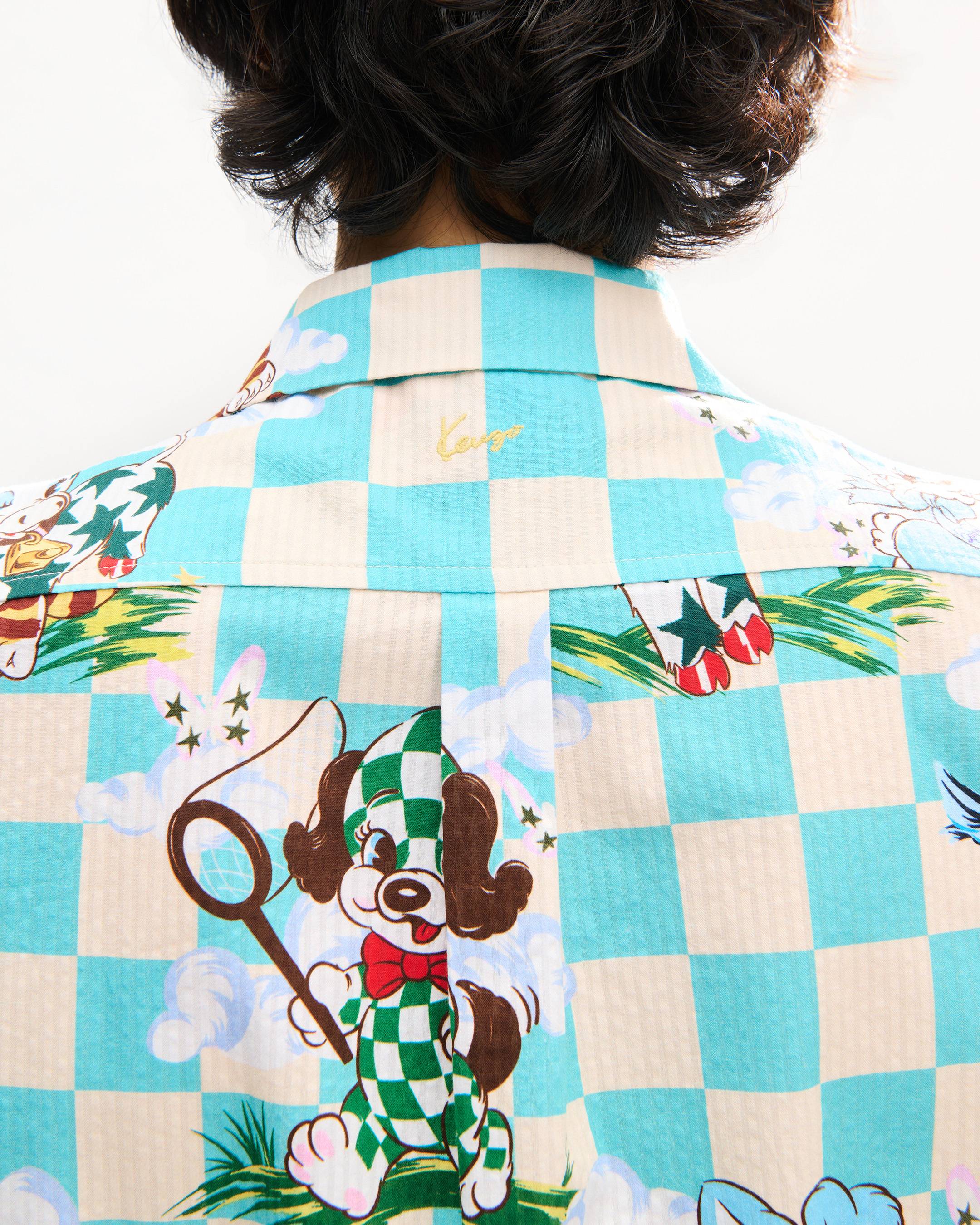 'KENZO Cartoon' hawaiian short sleeve shirt in cotton seersucker