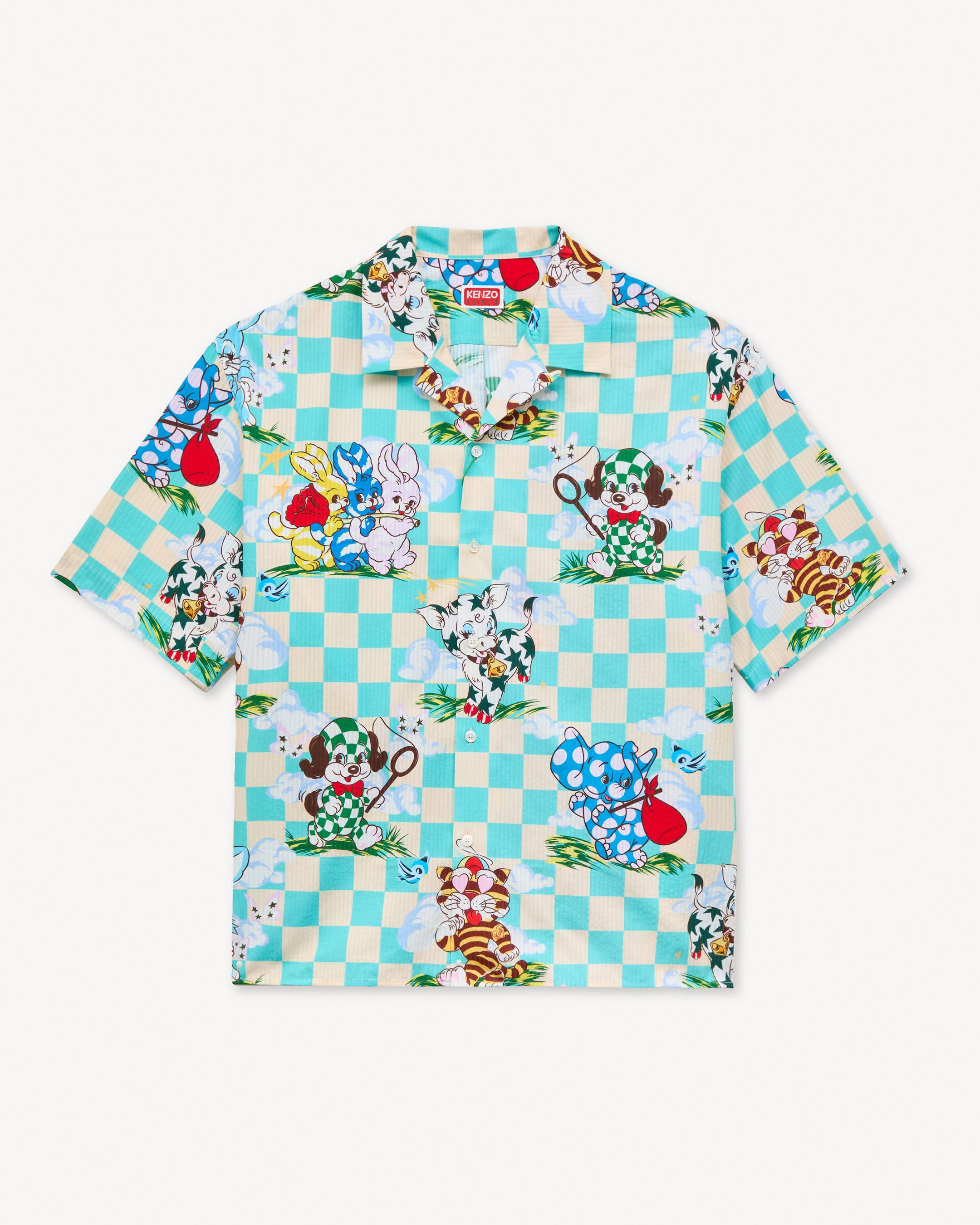 KENZO Cartoon' hawaiian short sleeve shirt in cotton seersucker