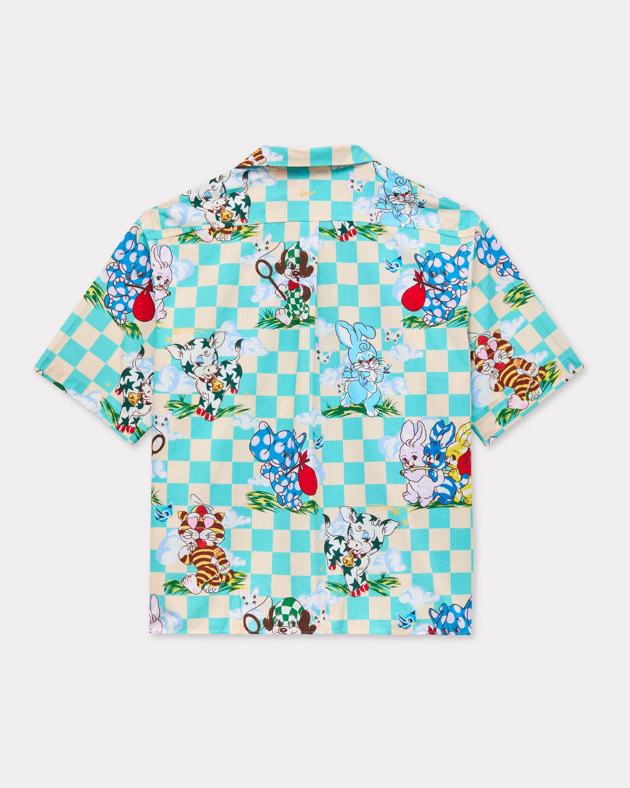 'KENZO Cartoon' hawaiian short sleeve shirt in cotton seersucker