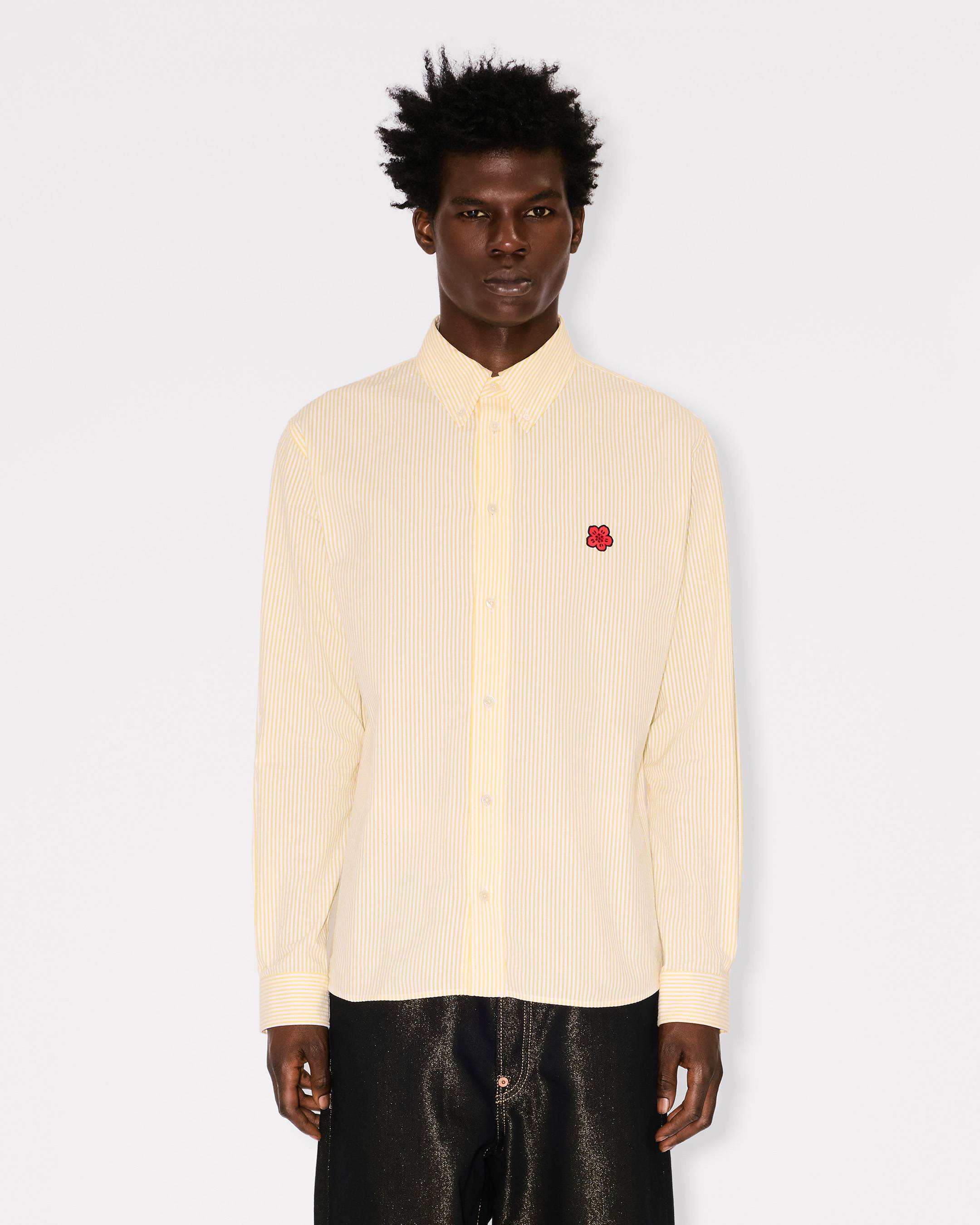 Boke Flower' embroidered casual shirt in seersucker cotton | Men's