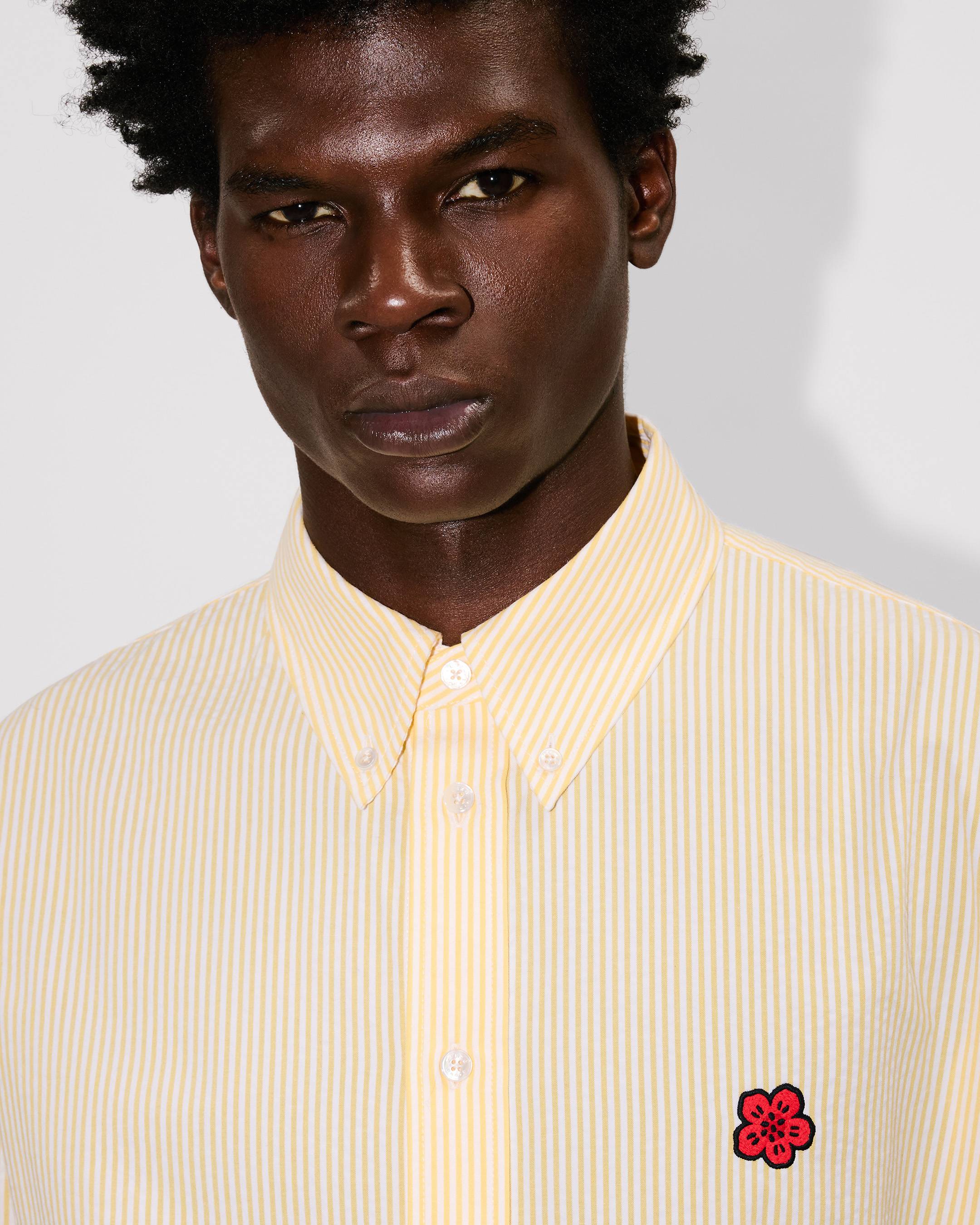 Boke Flower' embroidered casual shirt in seersucker cotton | Men's