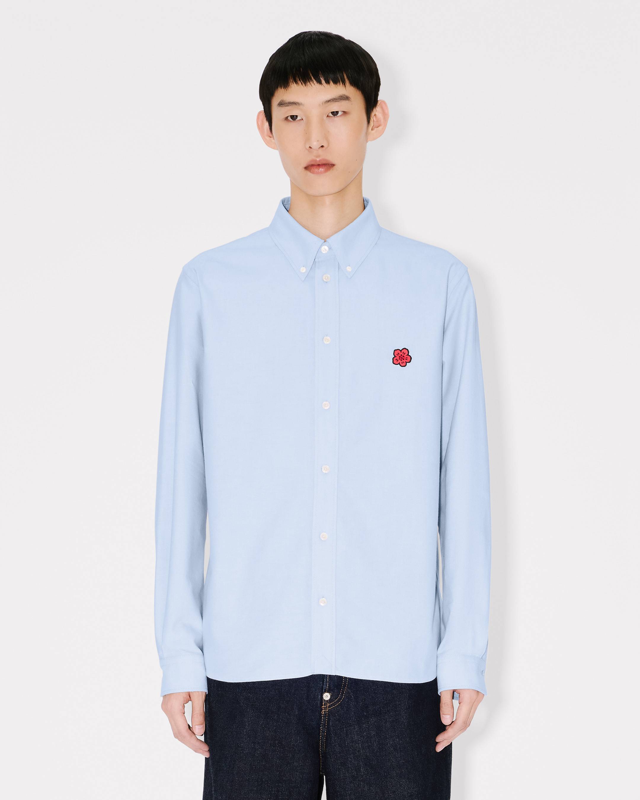 'Boke Flower' embroidered casual shirt in cotton oxford