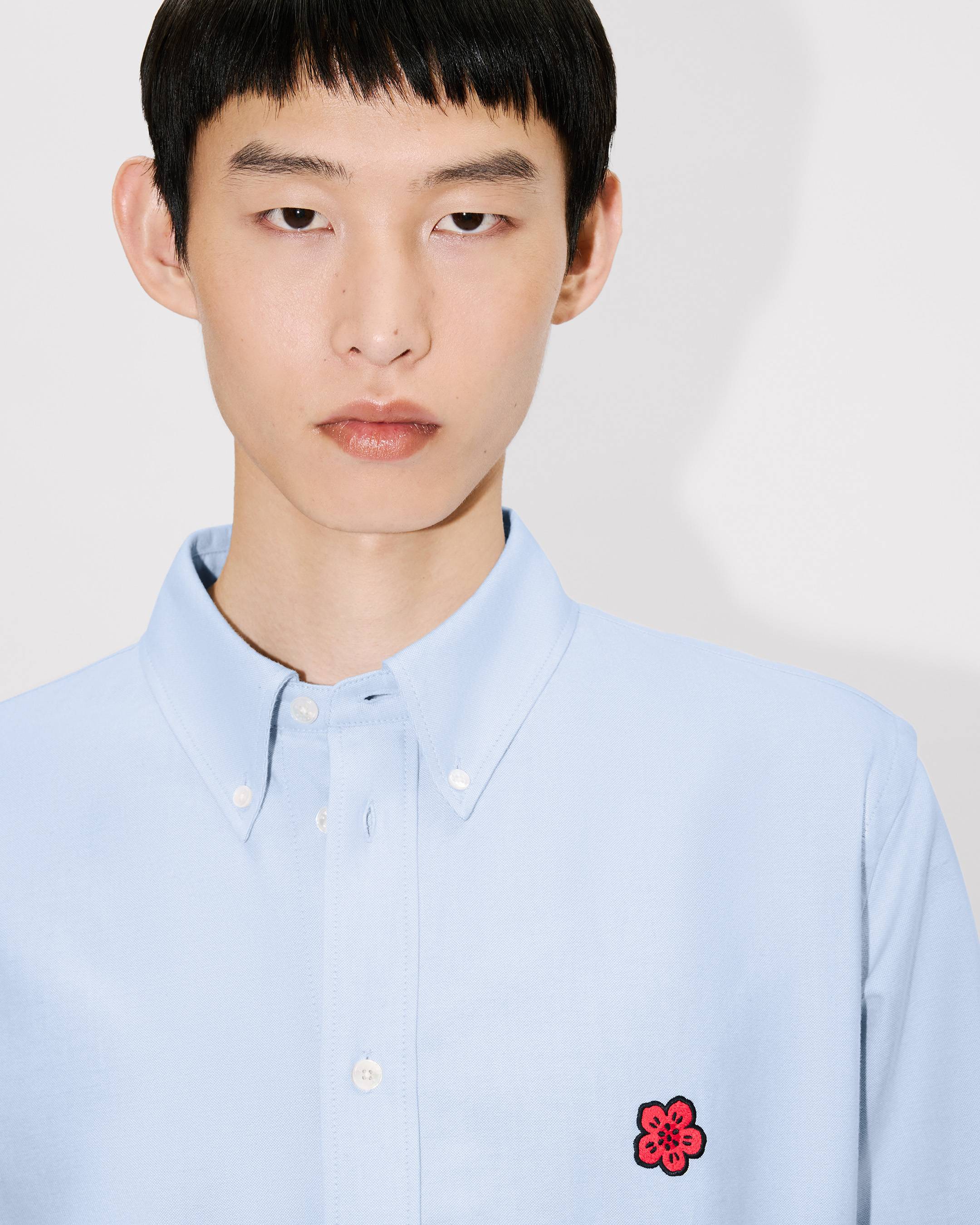 'Boke Flower' embroidered casual shirt in cotton oxford