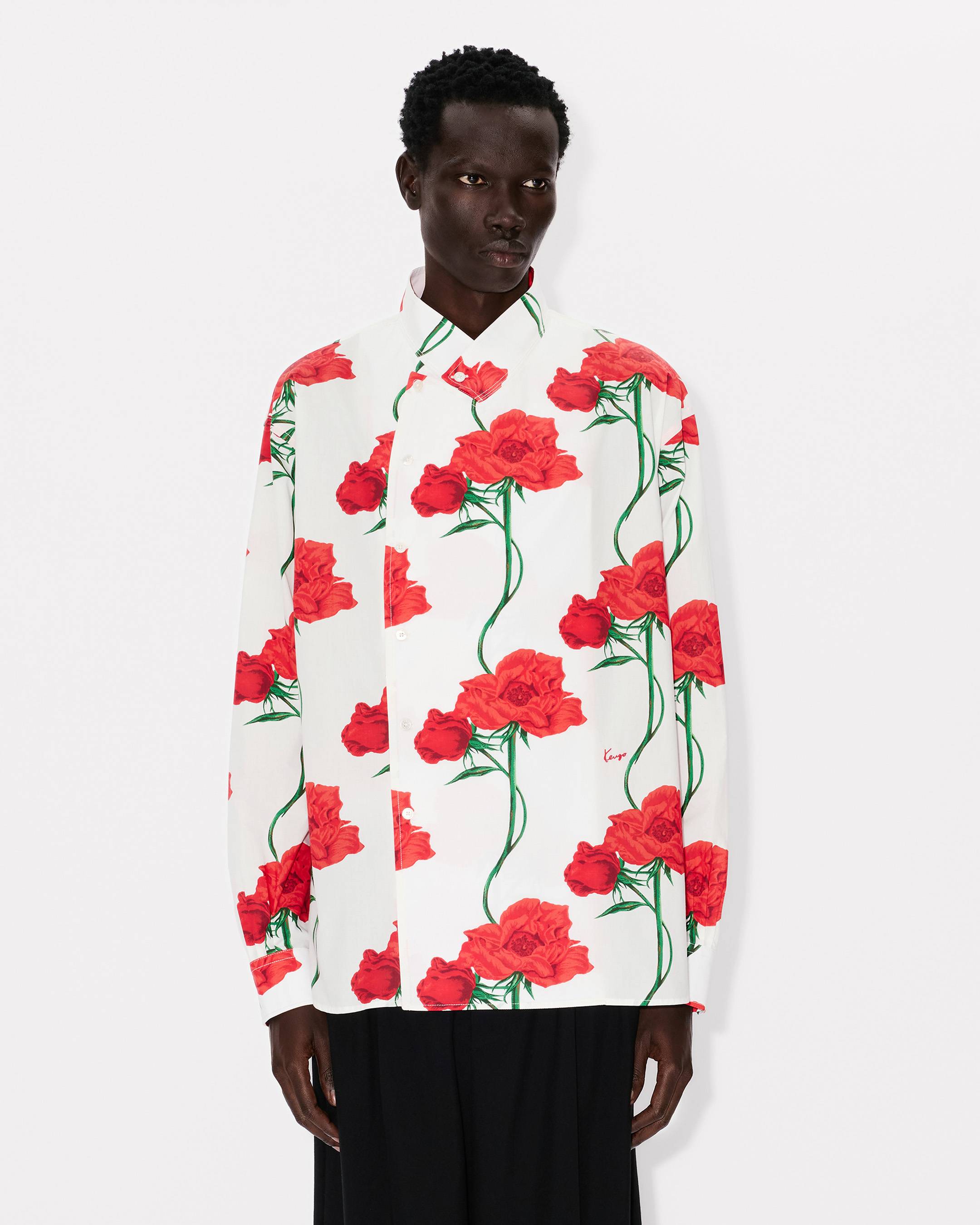 'KENZO Archive Rose' double breasted shirt in cotton