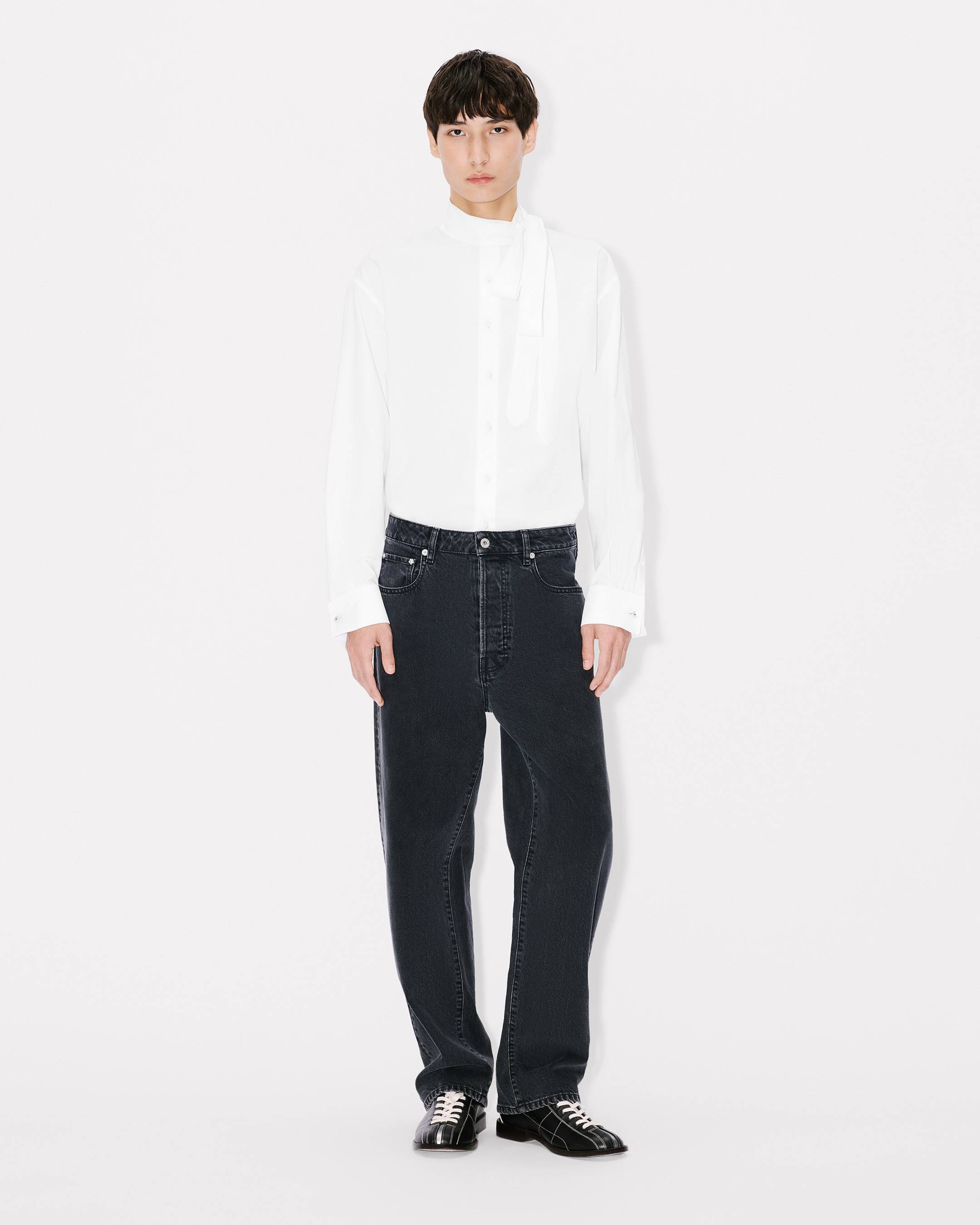 Camisa de algod&oacute;n con cuello lazo