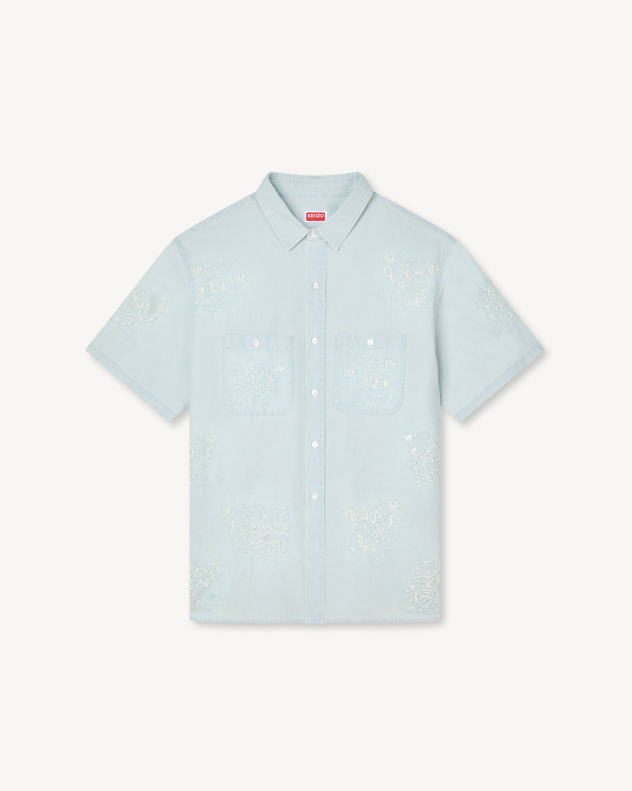 KENZO Cartoon' embroidered short sleeve shirt in stone bleach