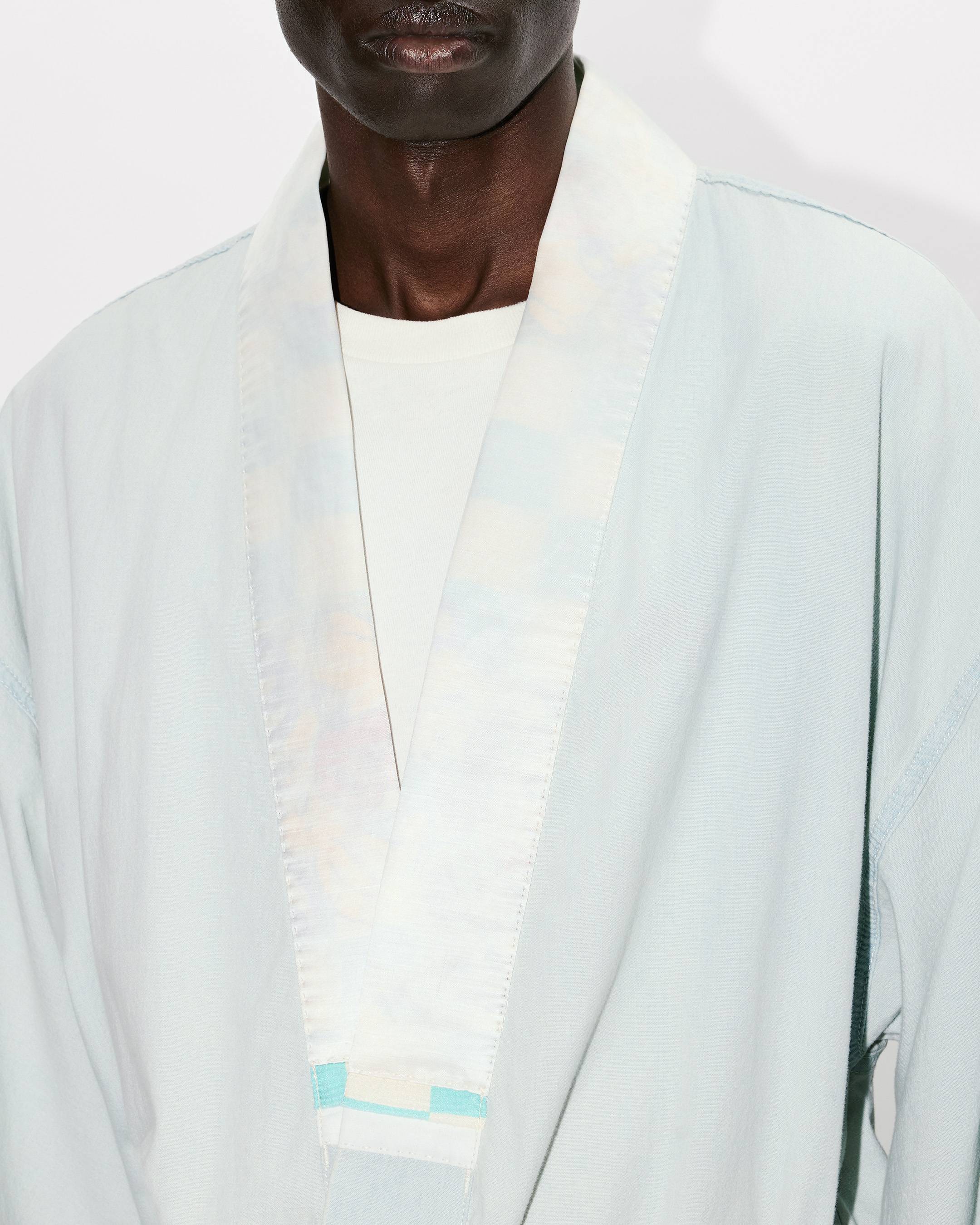 Oversized kimono shirt in stone bleach chambray