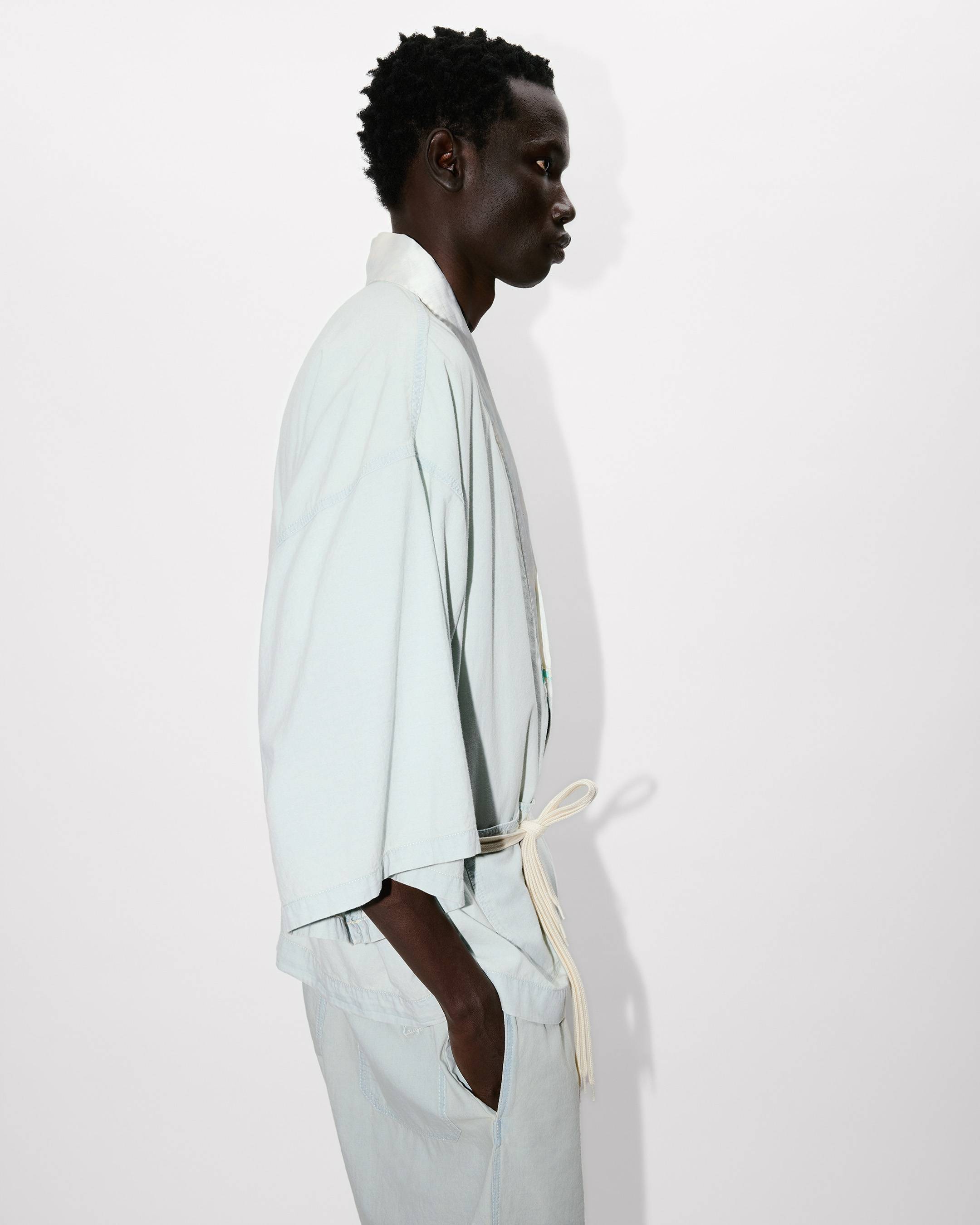 Oversized kimono shirt in stone bleach chambray