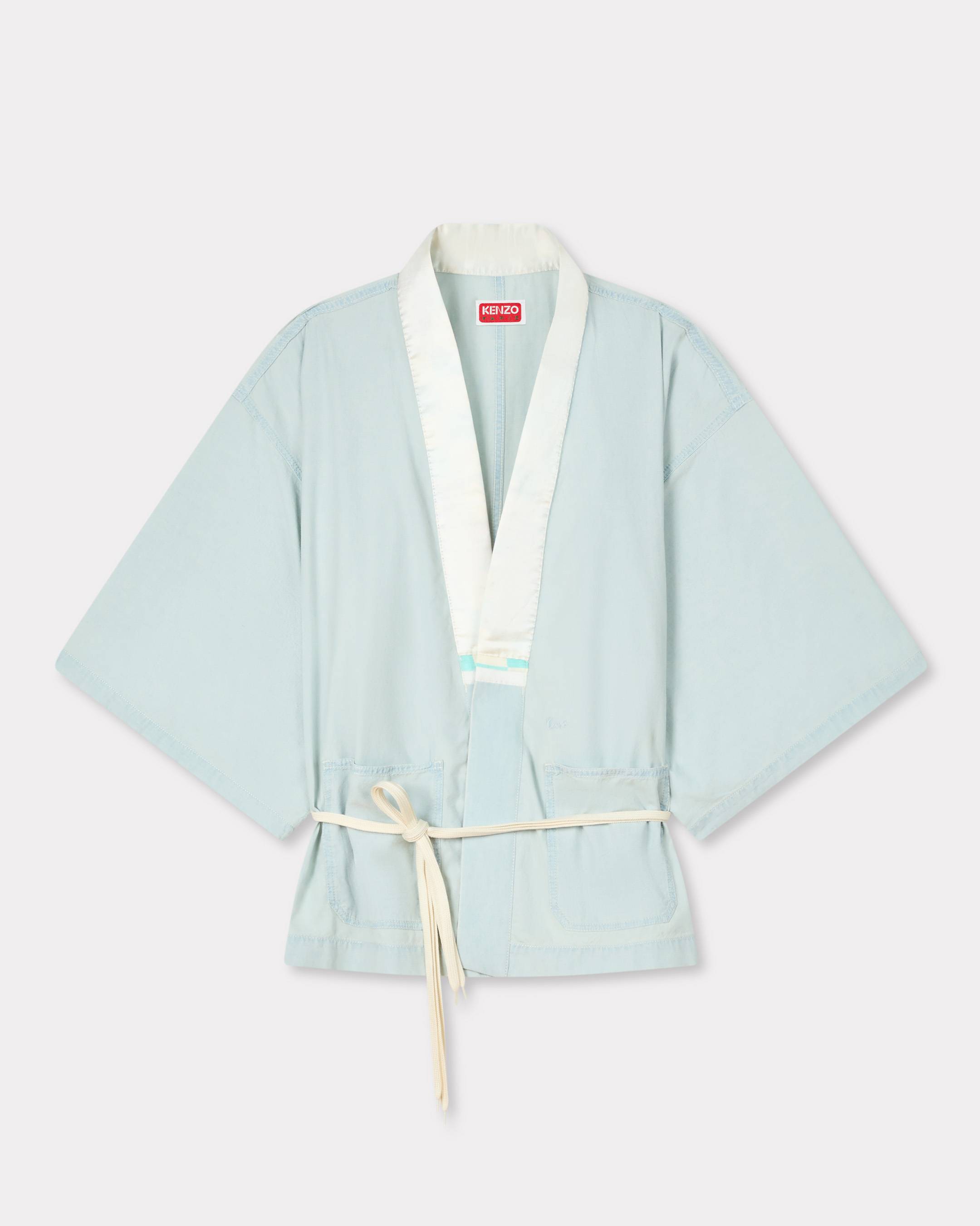 Oversized kimono shirt in stone bleach chambray