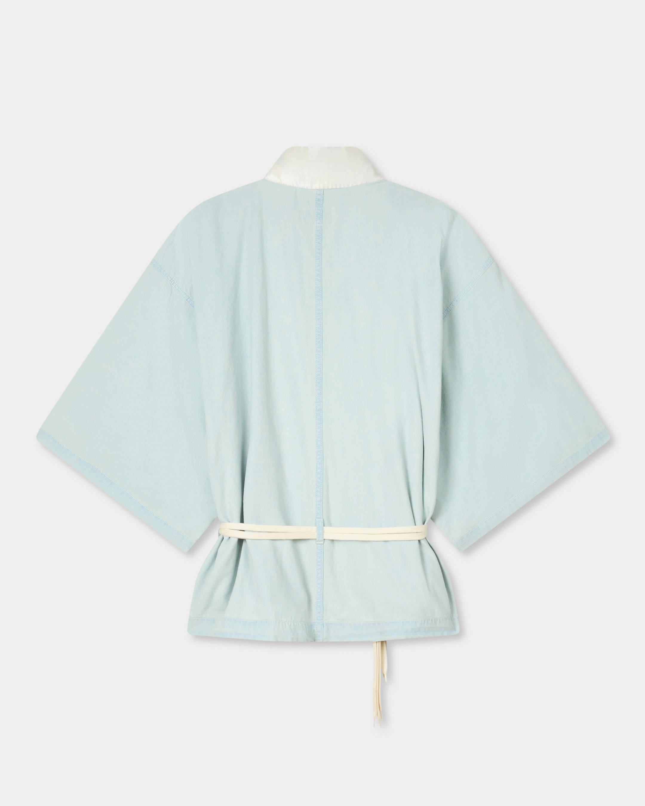 Oversized kimono shirt in stone bleach chambray