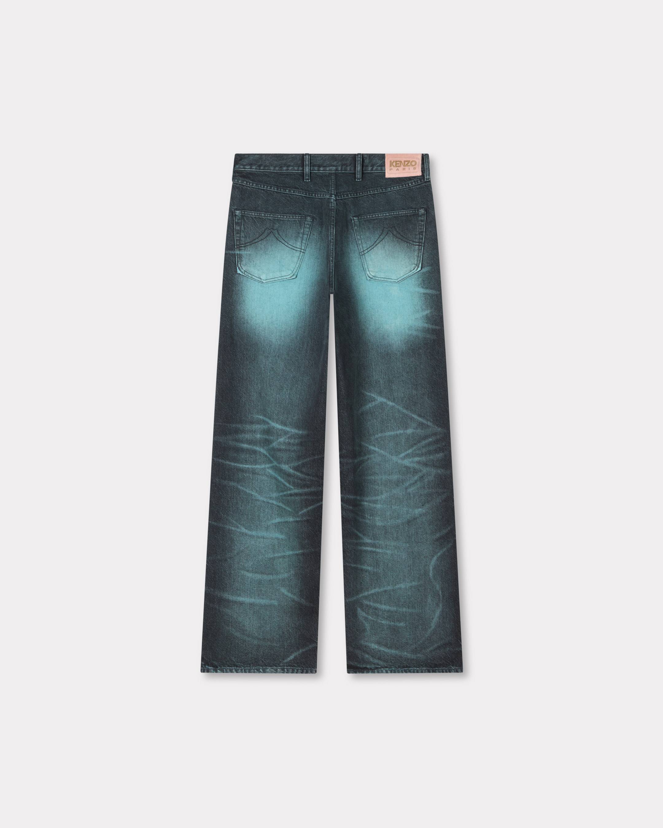 Turn up wide fit jeans in japanese denim