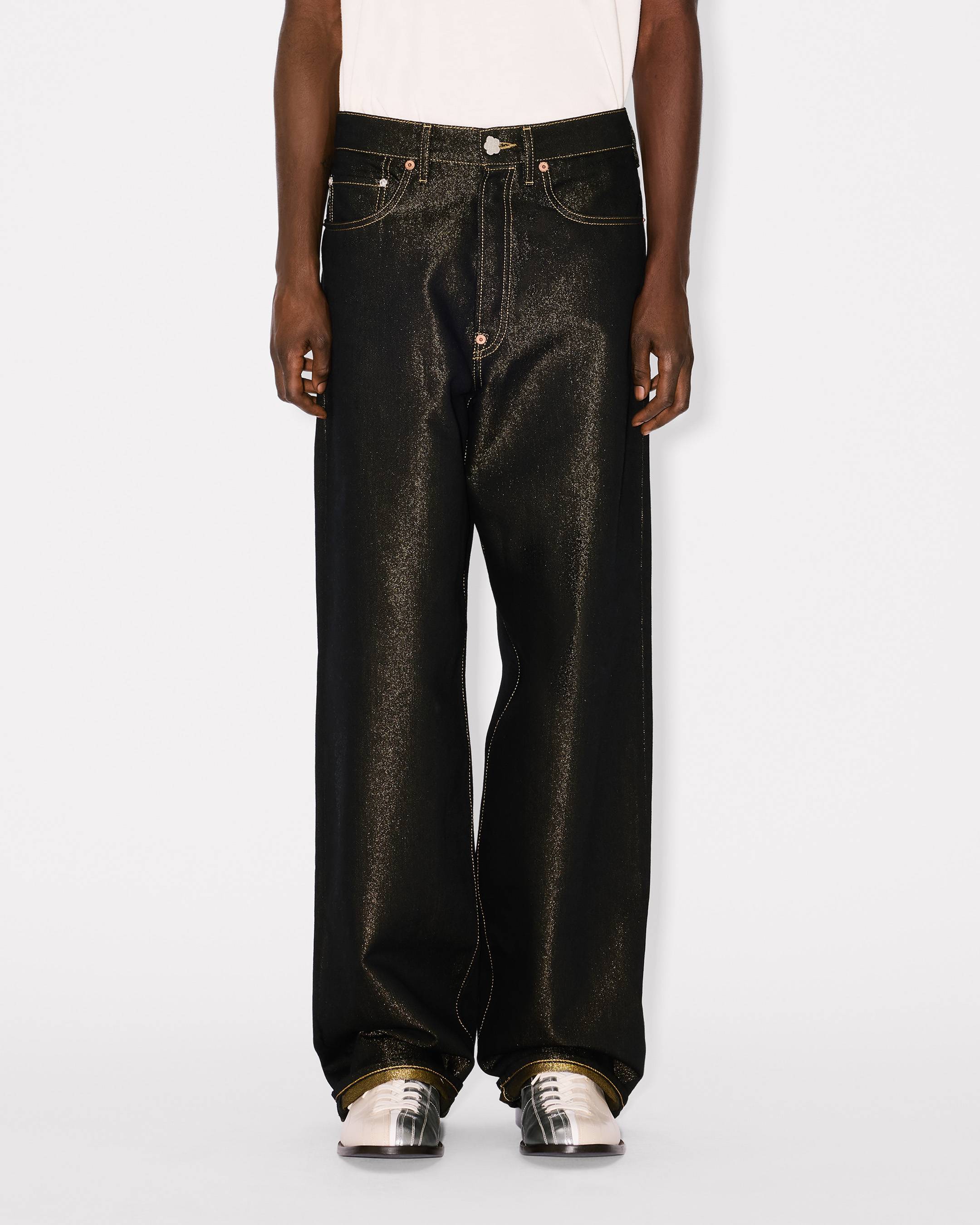 Turn up wide fit jeans in japanese denim