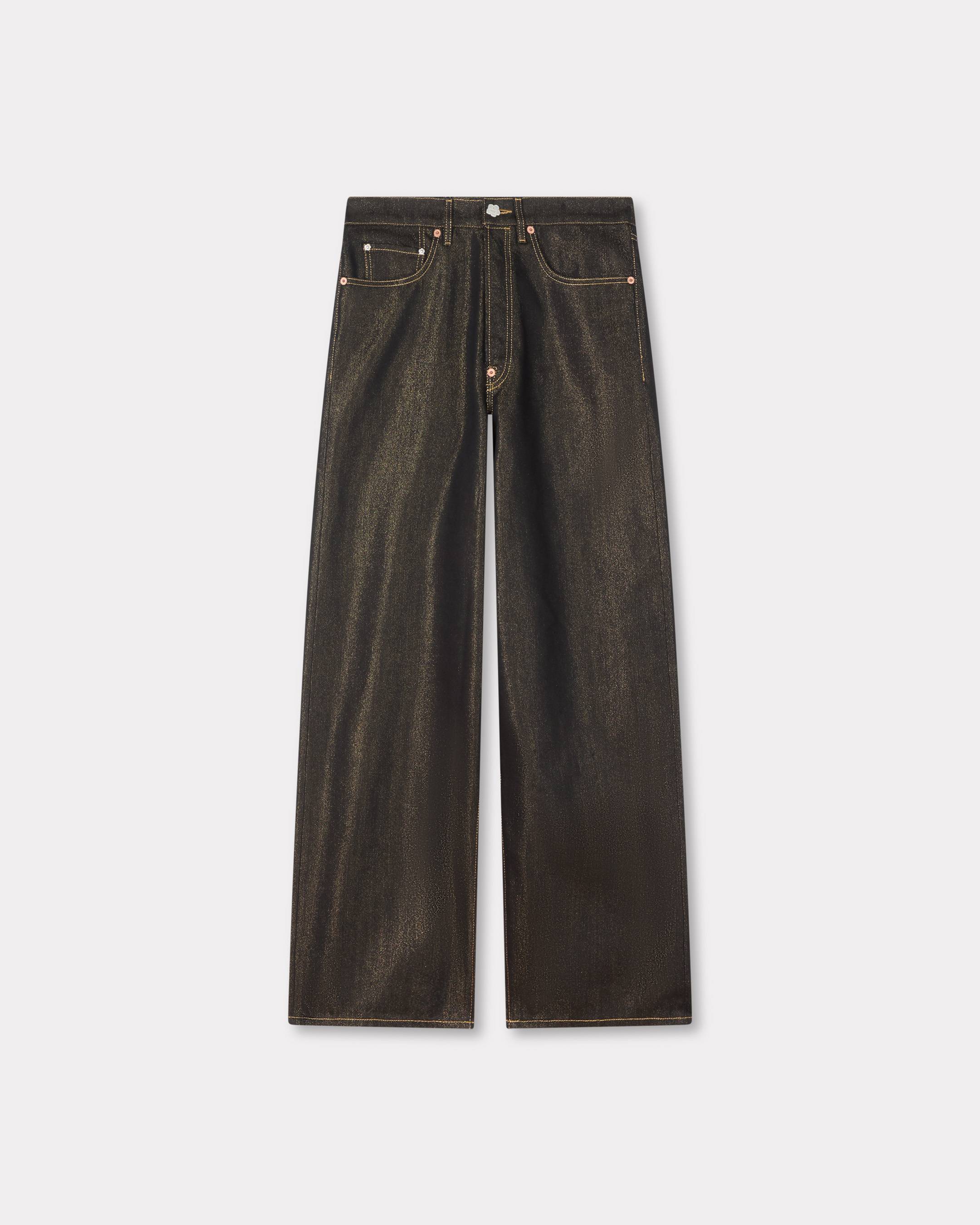 KENZO Turn Up Wide Fit Jeans In Japanese Denim Raw Black Denim- Mens - Size 34