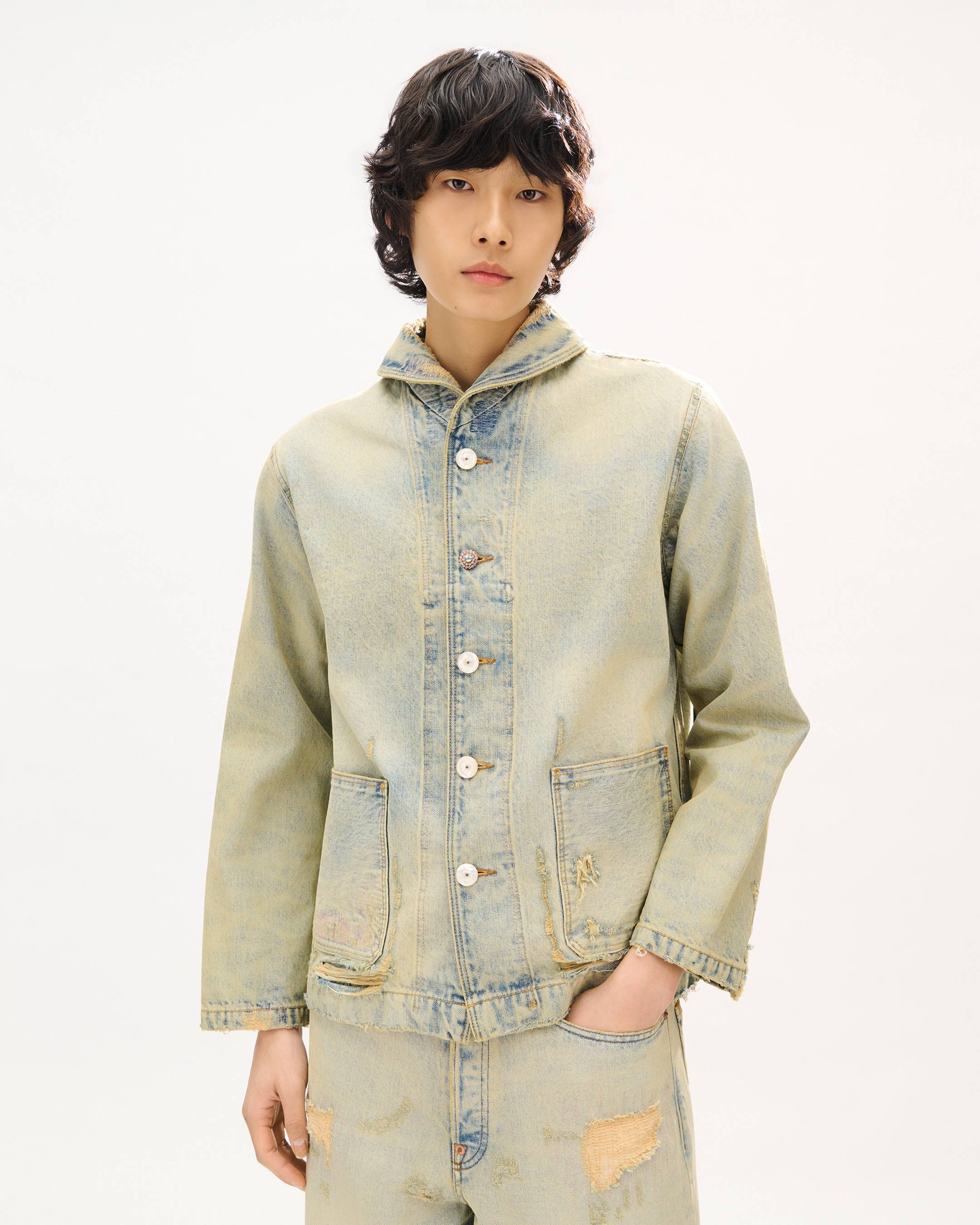Shawl chore jacket in japanese denim | Men's | KENZO