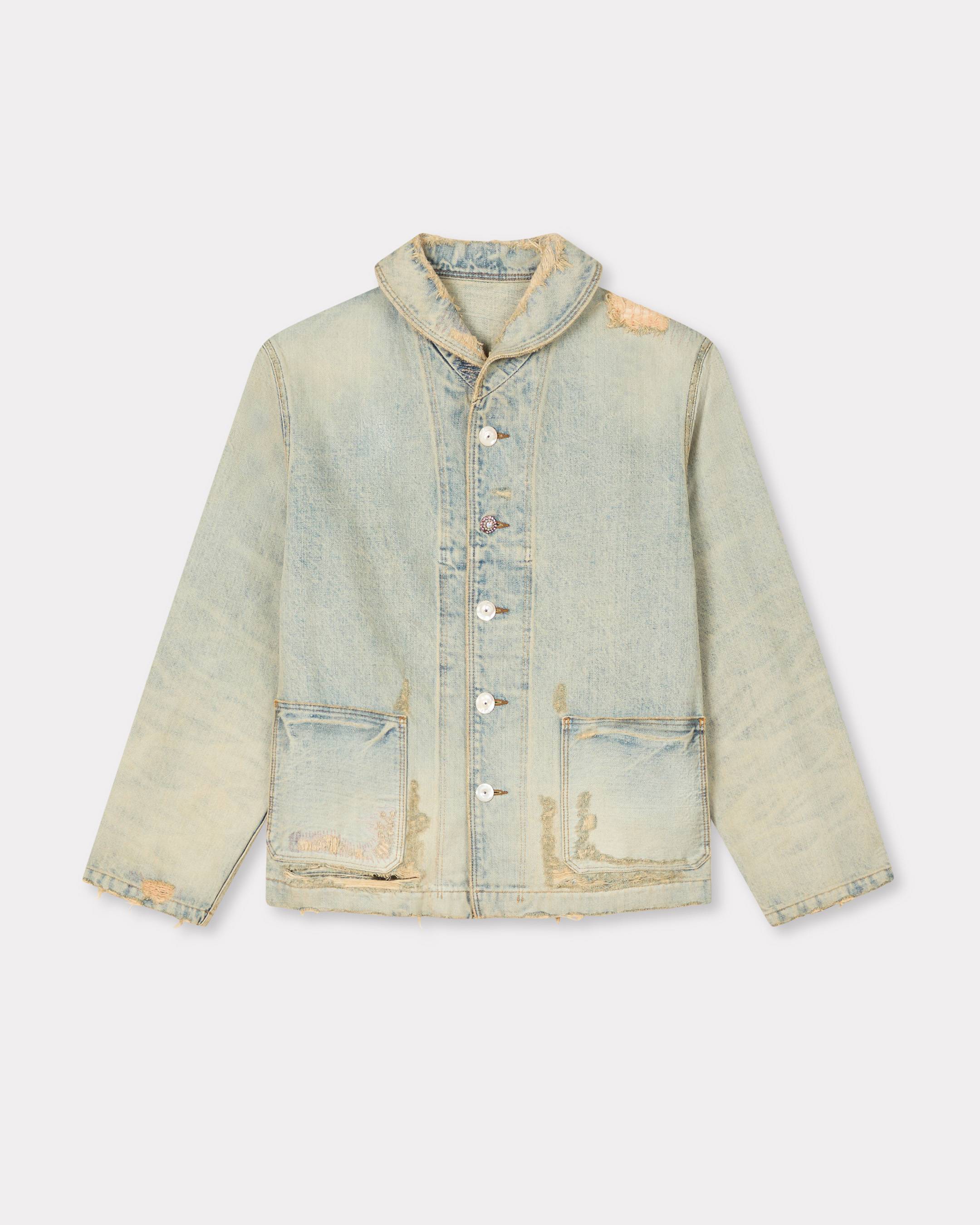 Chaqueta chore de cuello chal en denim japon&eacute;s