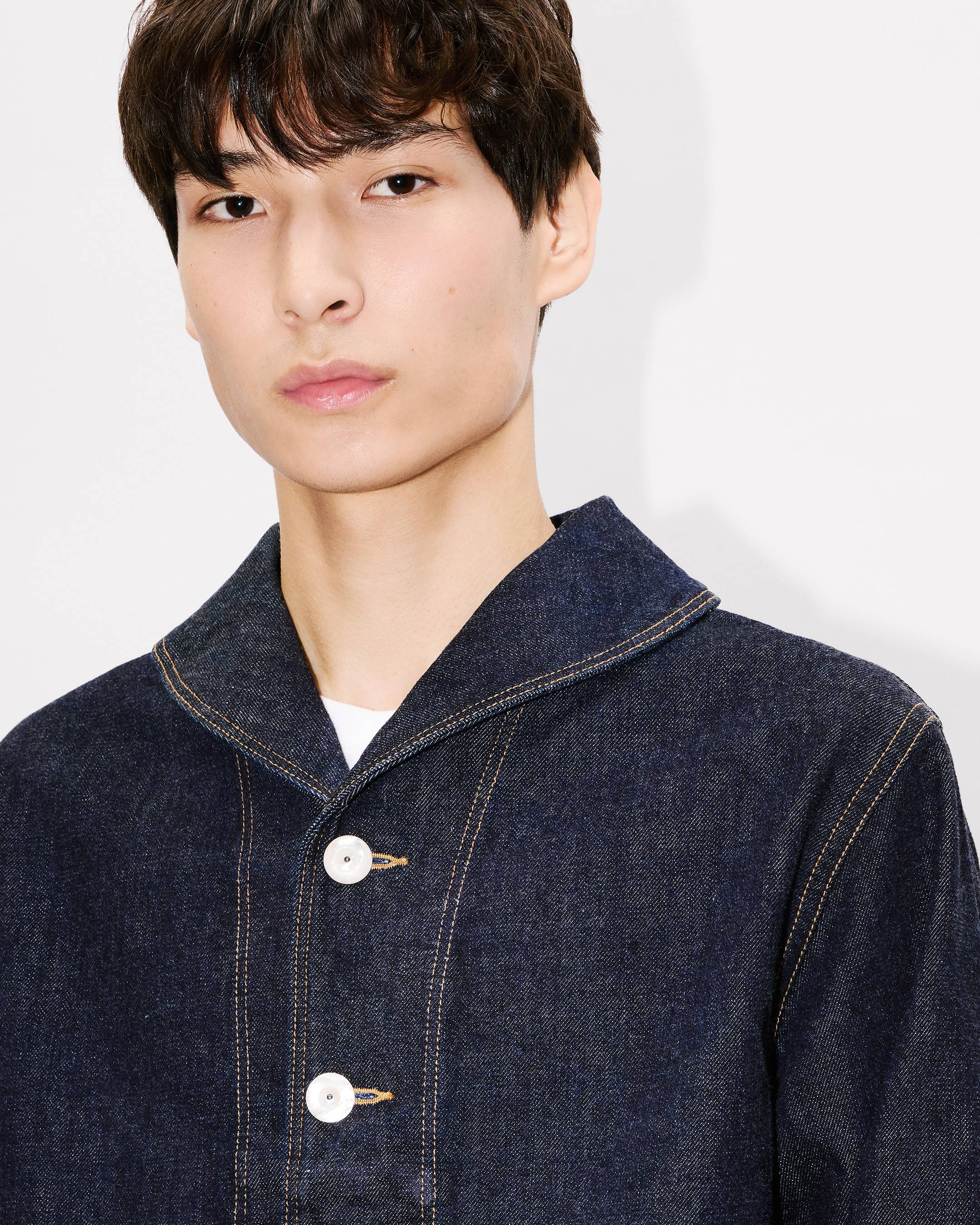 'KENZO Winter Holidays' shawl chore jacket in japanese denim
