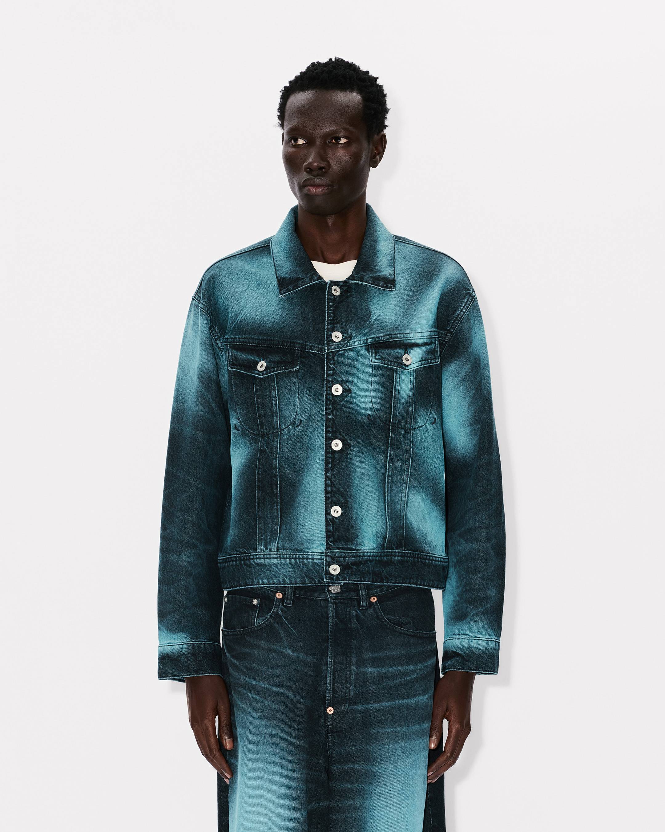 'KENZO Boke Heart' oversized trucker jacket in japanese denim