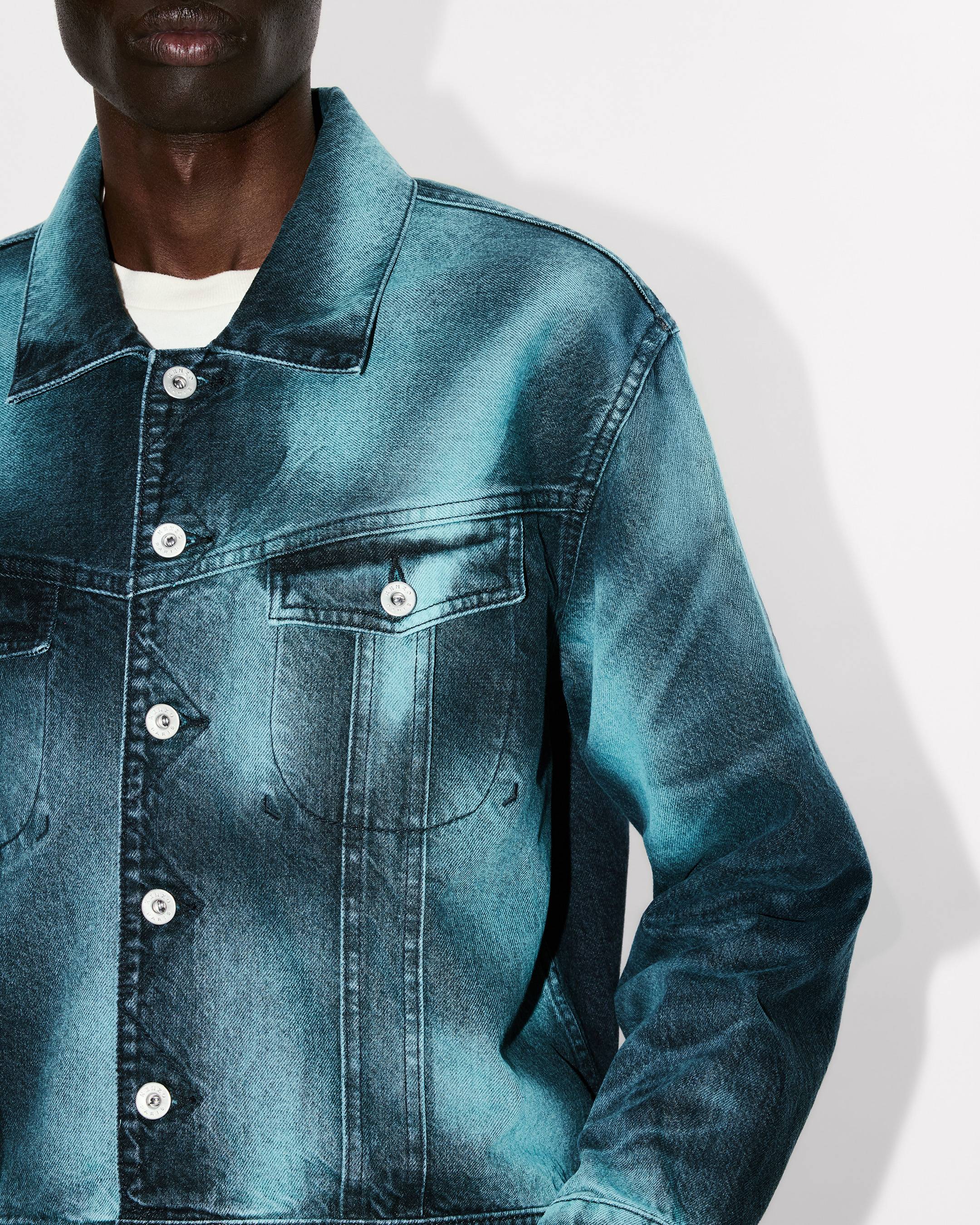 'KENZO Boke Heart' oversized trucker jacket in japanese denim