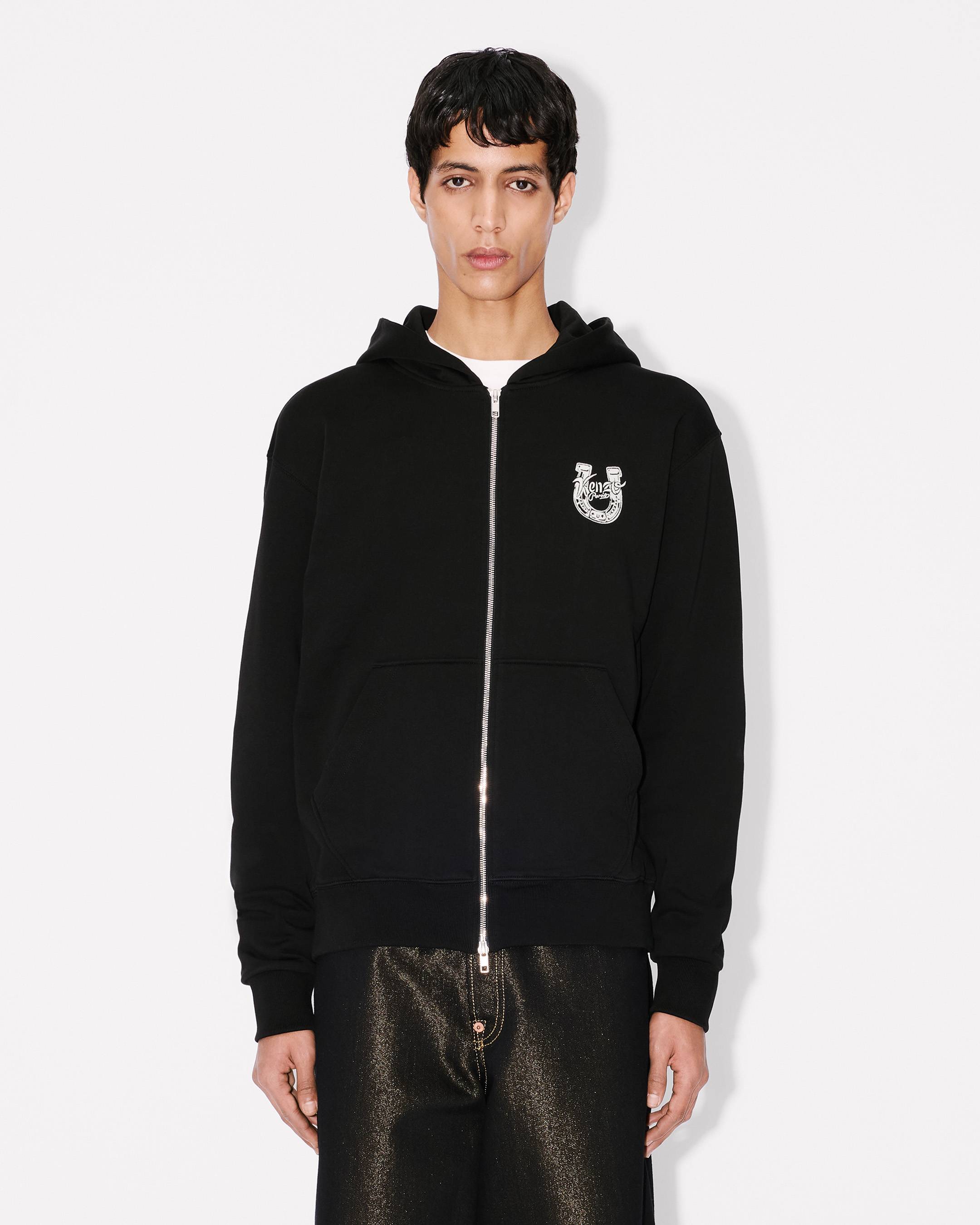 'Lunar New Year' embroidered zip up hoodie in cotton
